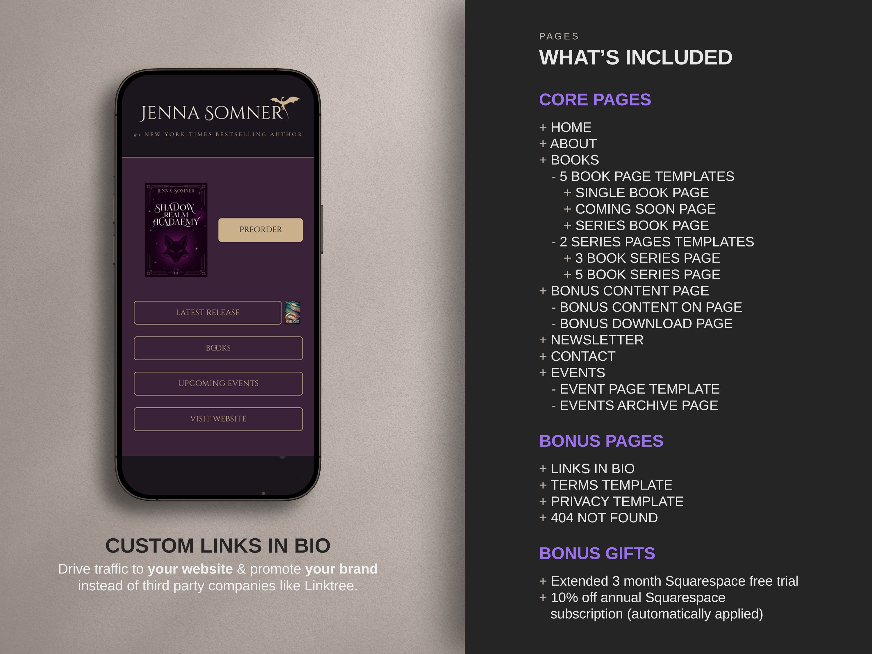 ROYALIS - PLUM • Author Squarespace Website Template