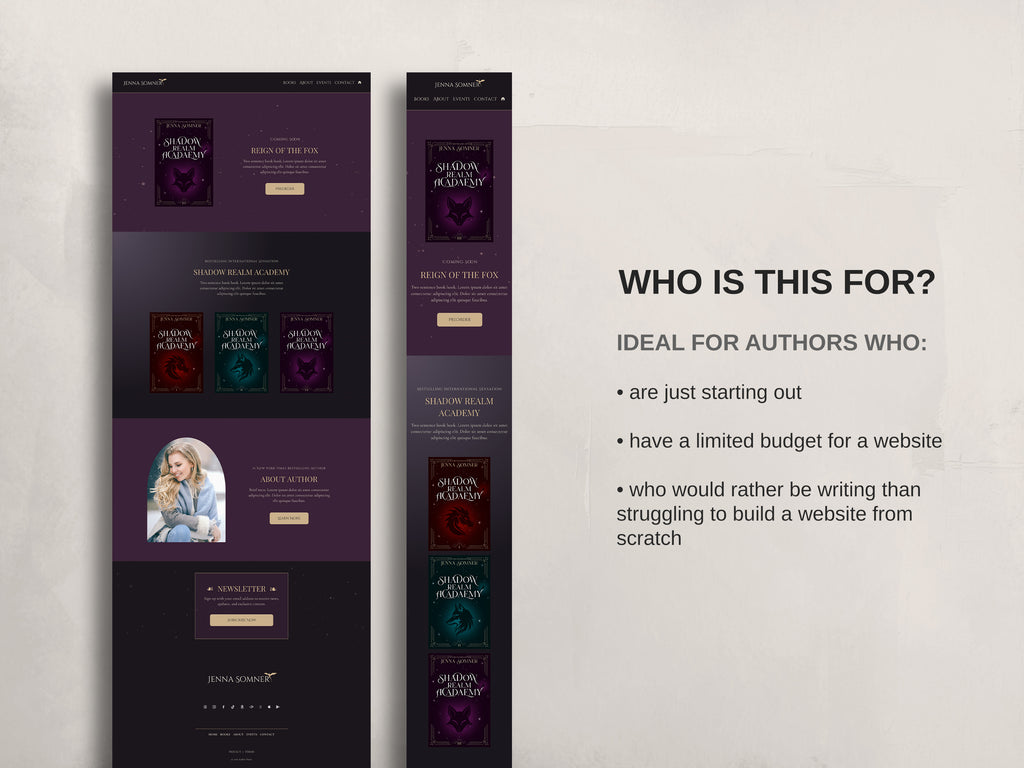 Royalis - Purple • Author Canva Website Template