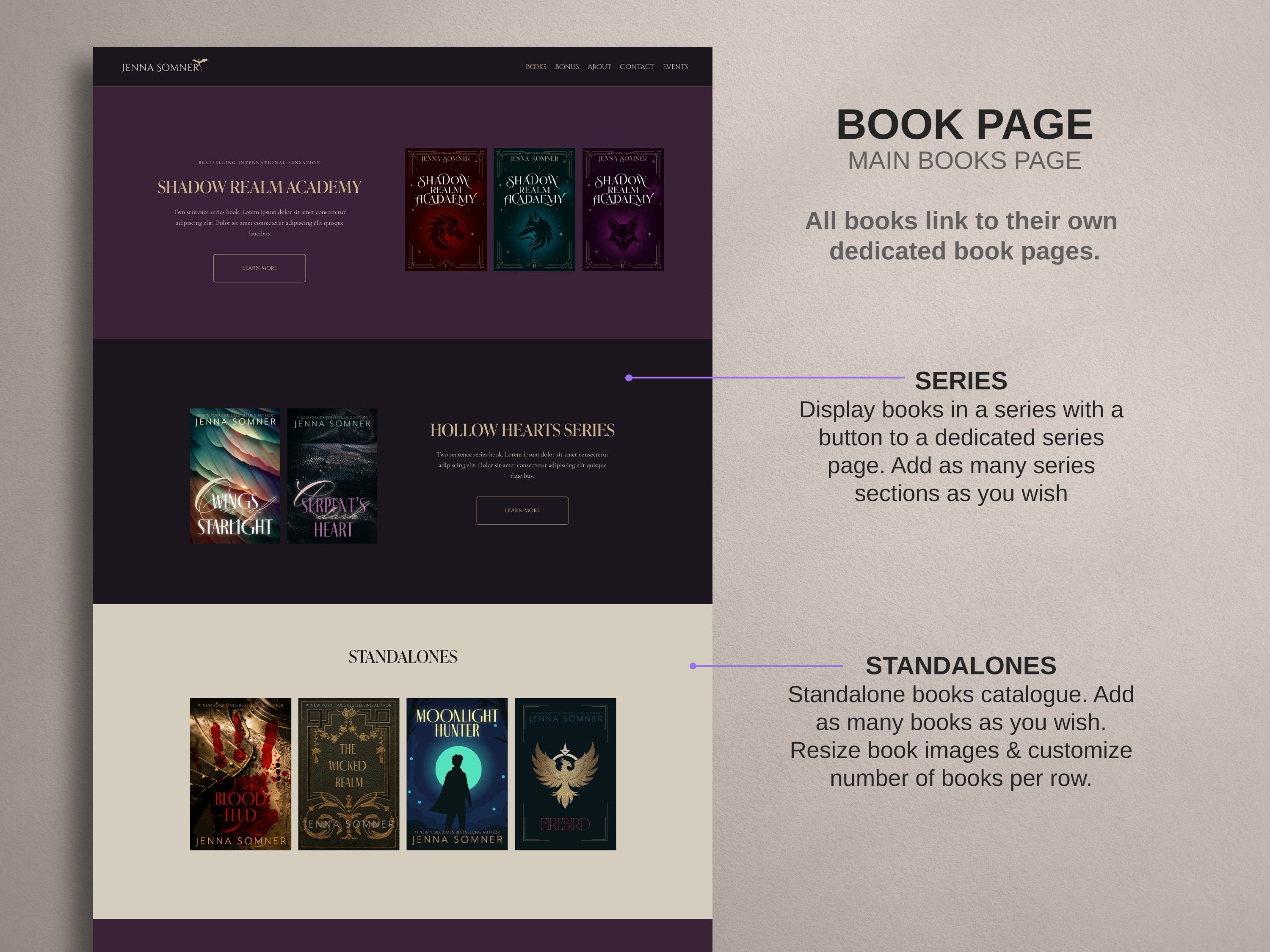 ROYALIS - PLUM • Author Squarespace Website Template