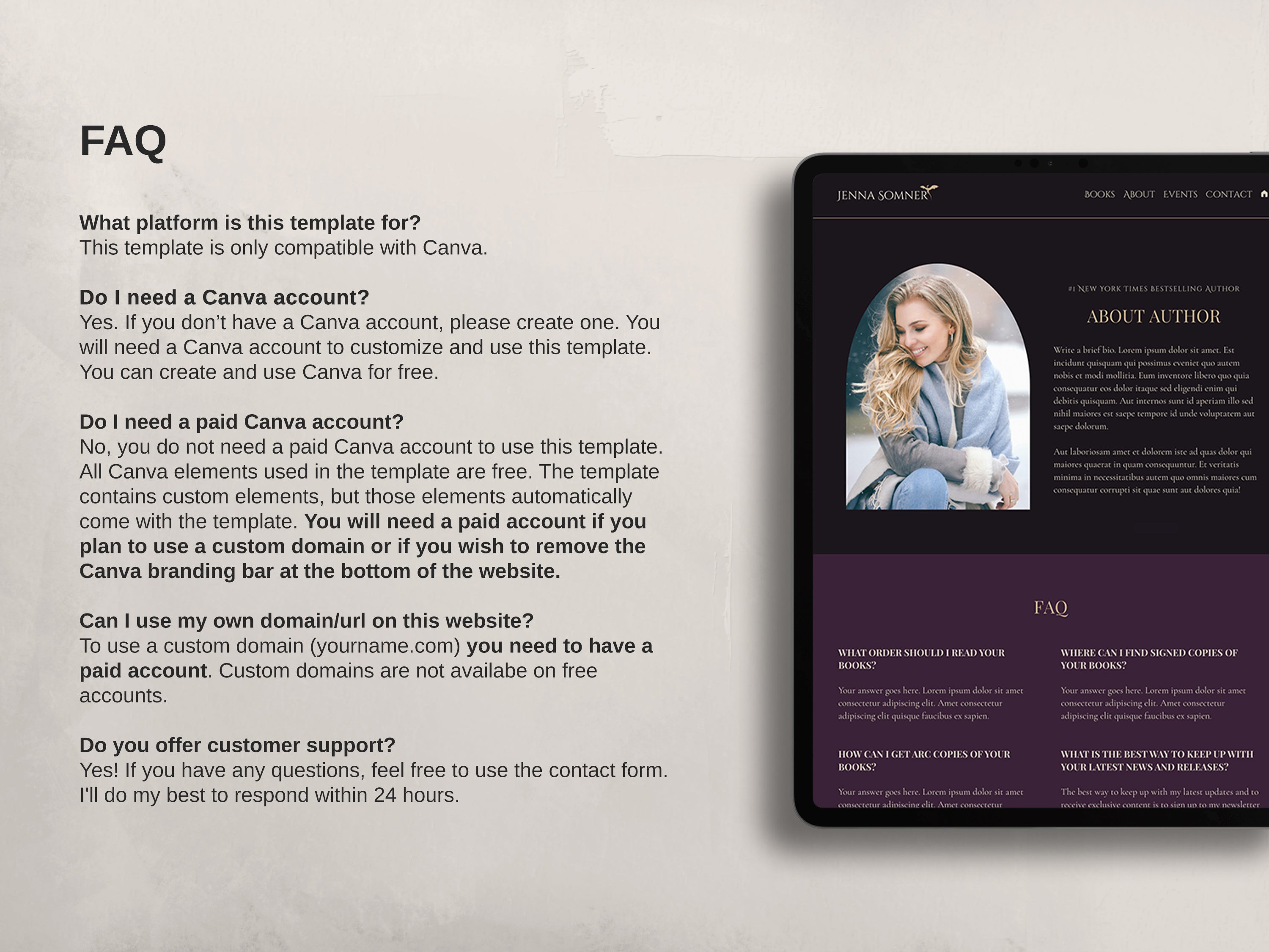 Royalis - Purple • Author Canva Website Template