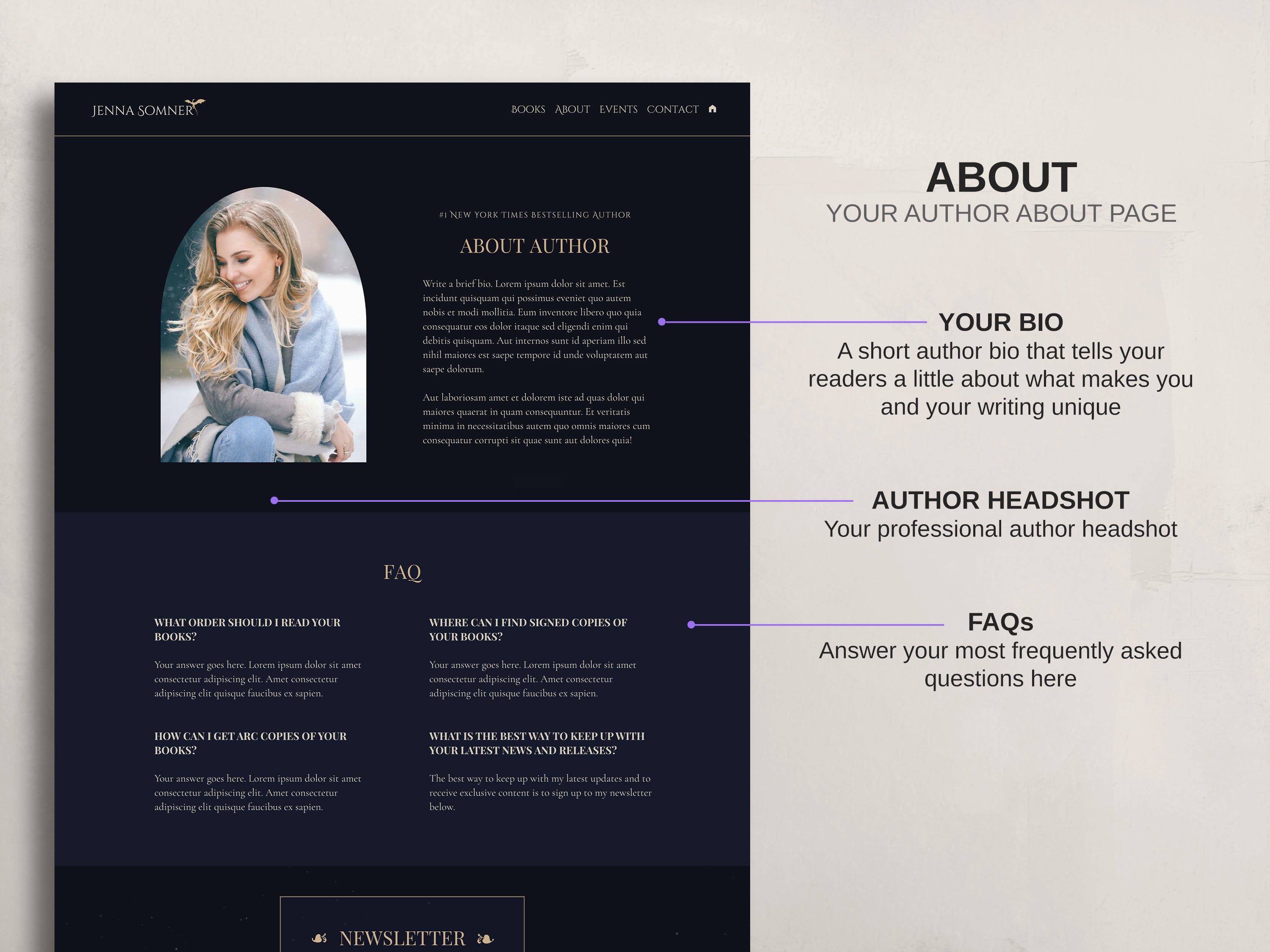 Royalis - Blue • Author Canva Website Template