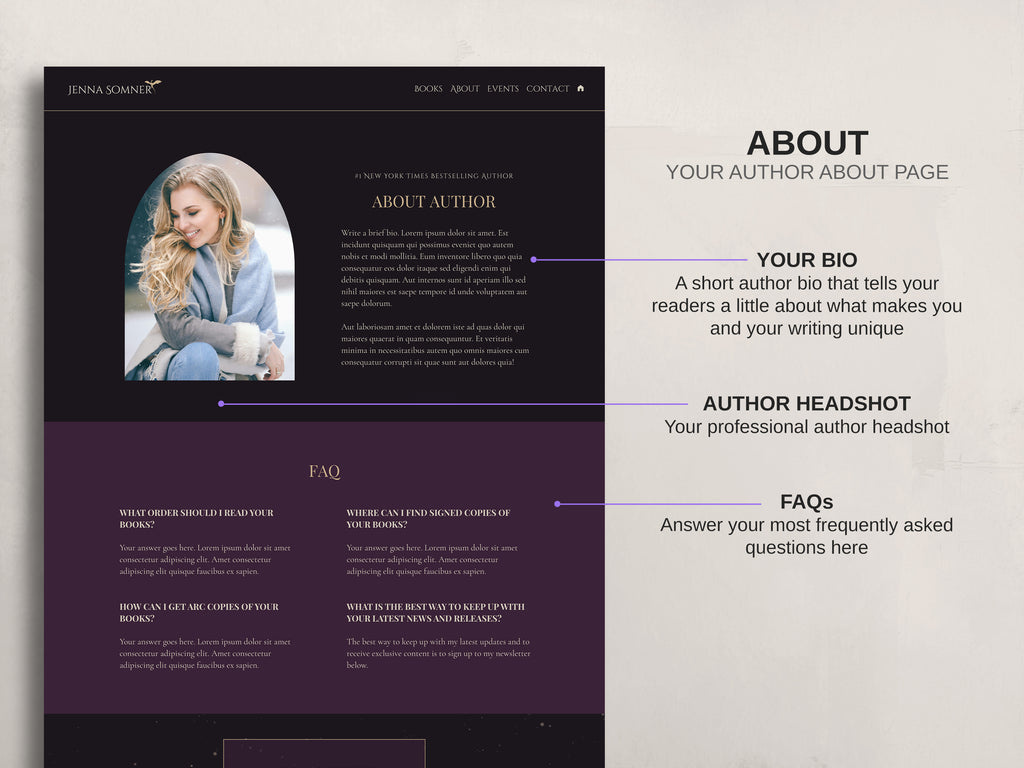 Royalis - Purple • Author Canva Website Template