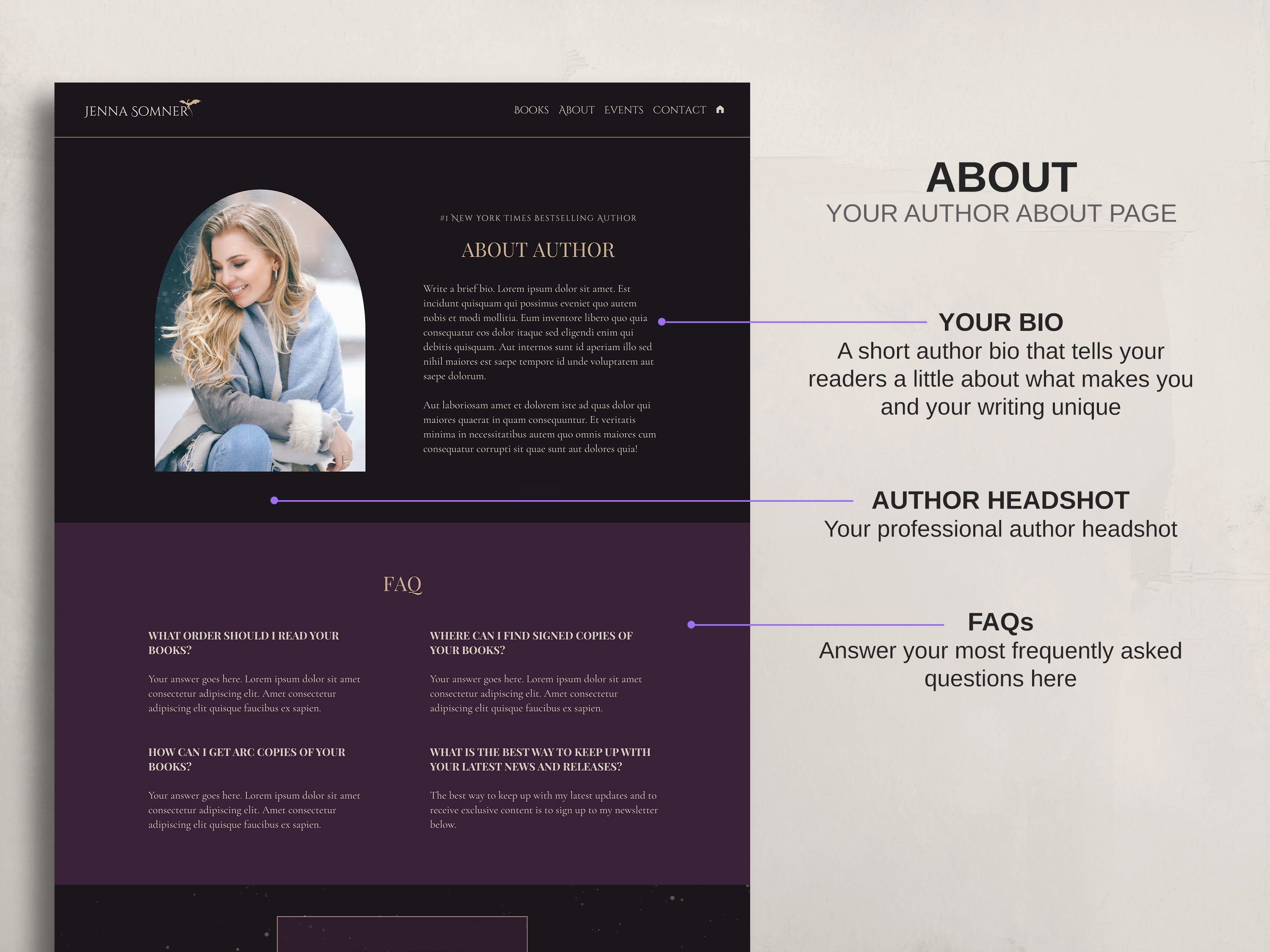 Royalis - Purple • Author Canva Website Template