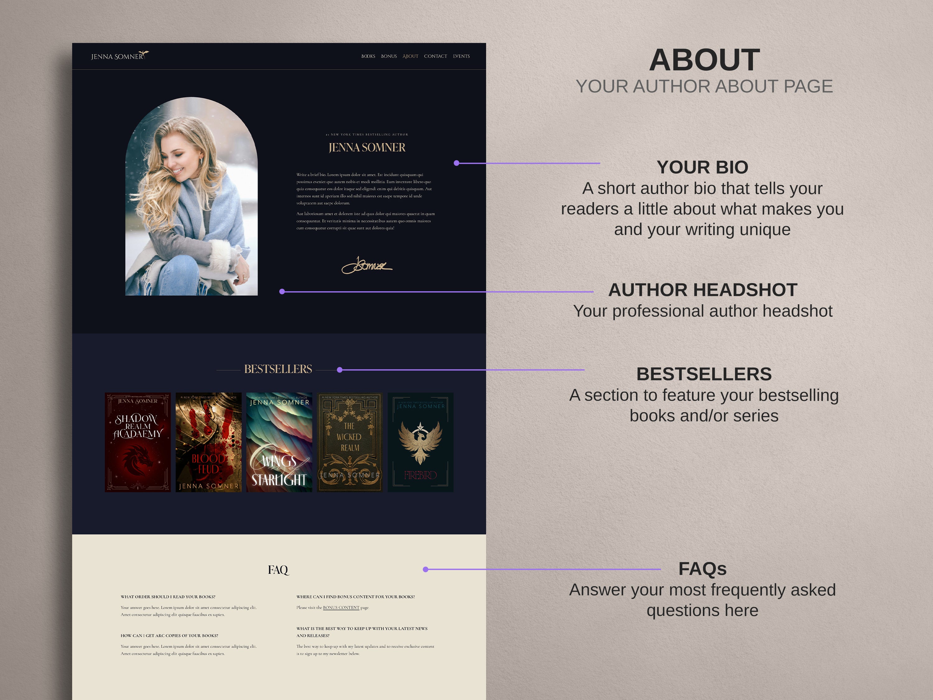ROYALIS - BLUE • Author Squarespace Website Template
