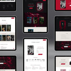 Multiple tablet screens displaying various Carnalis websites template pages.