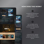 Instructions for purchasing Lavenza Squarespace author website template on a dark background.