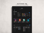 Notion template for authors with 'Author HQ' branding on a light gray background