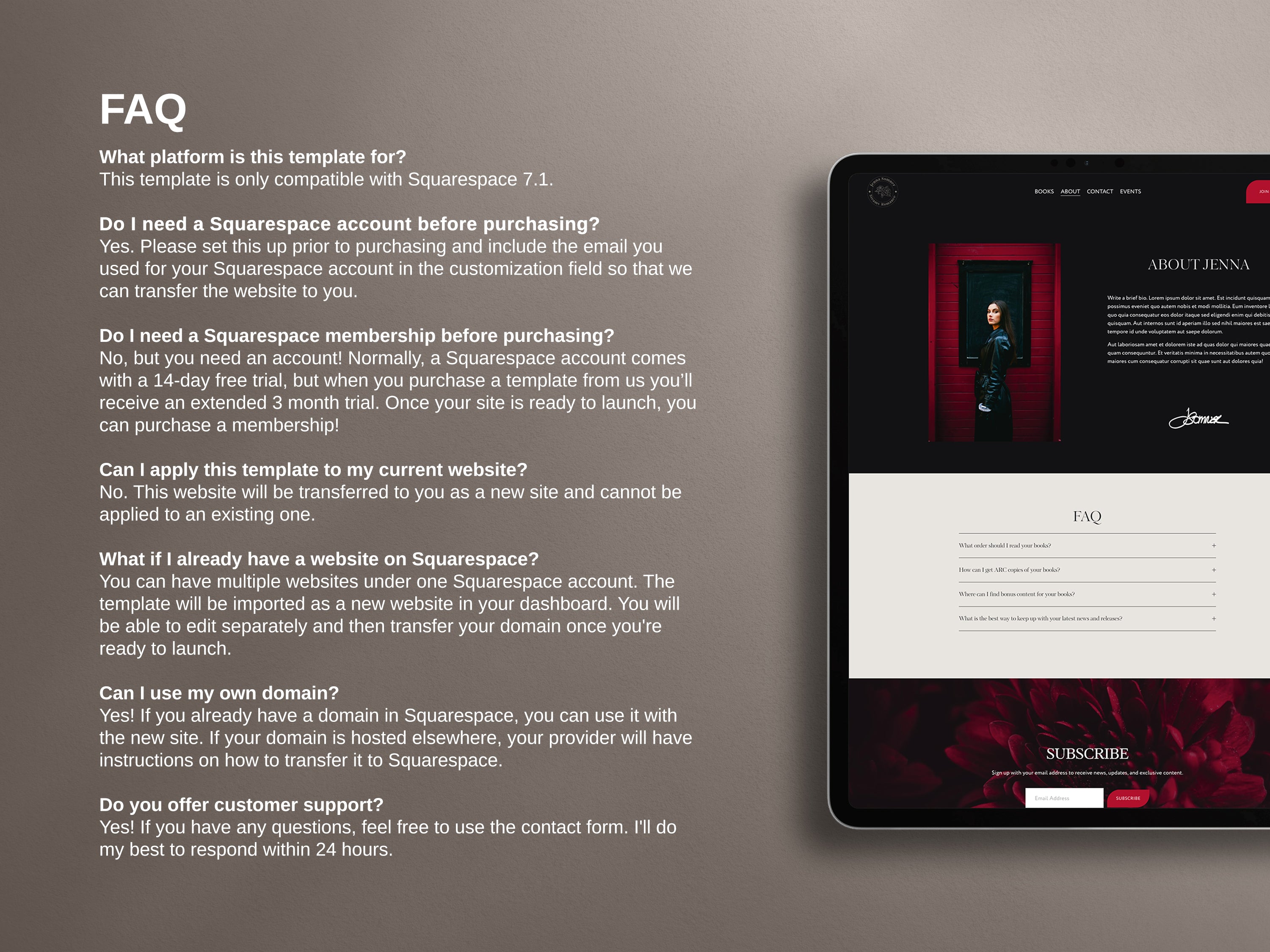 CARNALIS • Author Squarespace Website Template