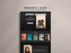 Modesta Dark author Squarespace website template home page against neutral background.