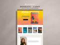 Modesta Light author Squarespace website template home page against neutral background.