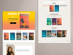 Light themed Squarespace website template for Contemporary authors with light aesthetic and orange accents.
