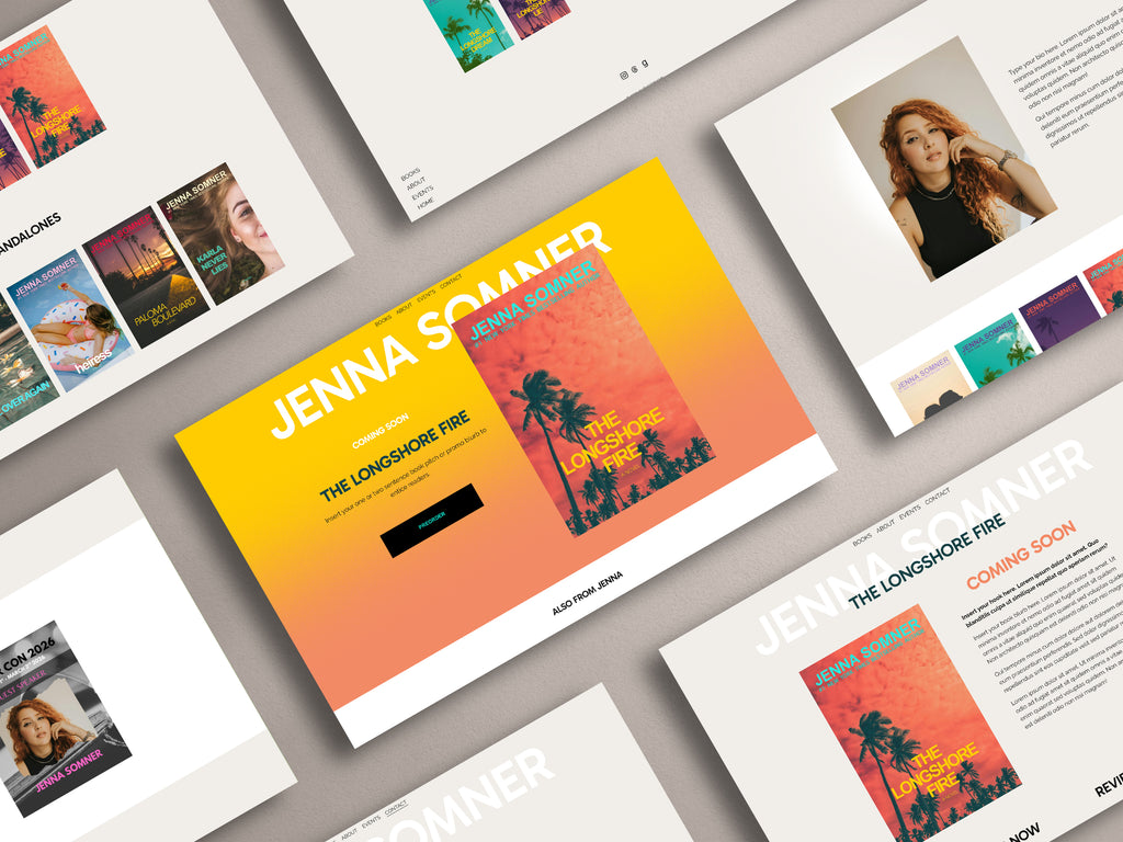 Multiple screens displaying various Modesta - Light Squarespace websites template pages.