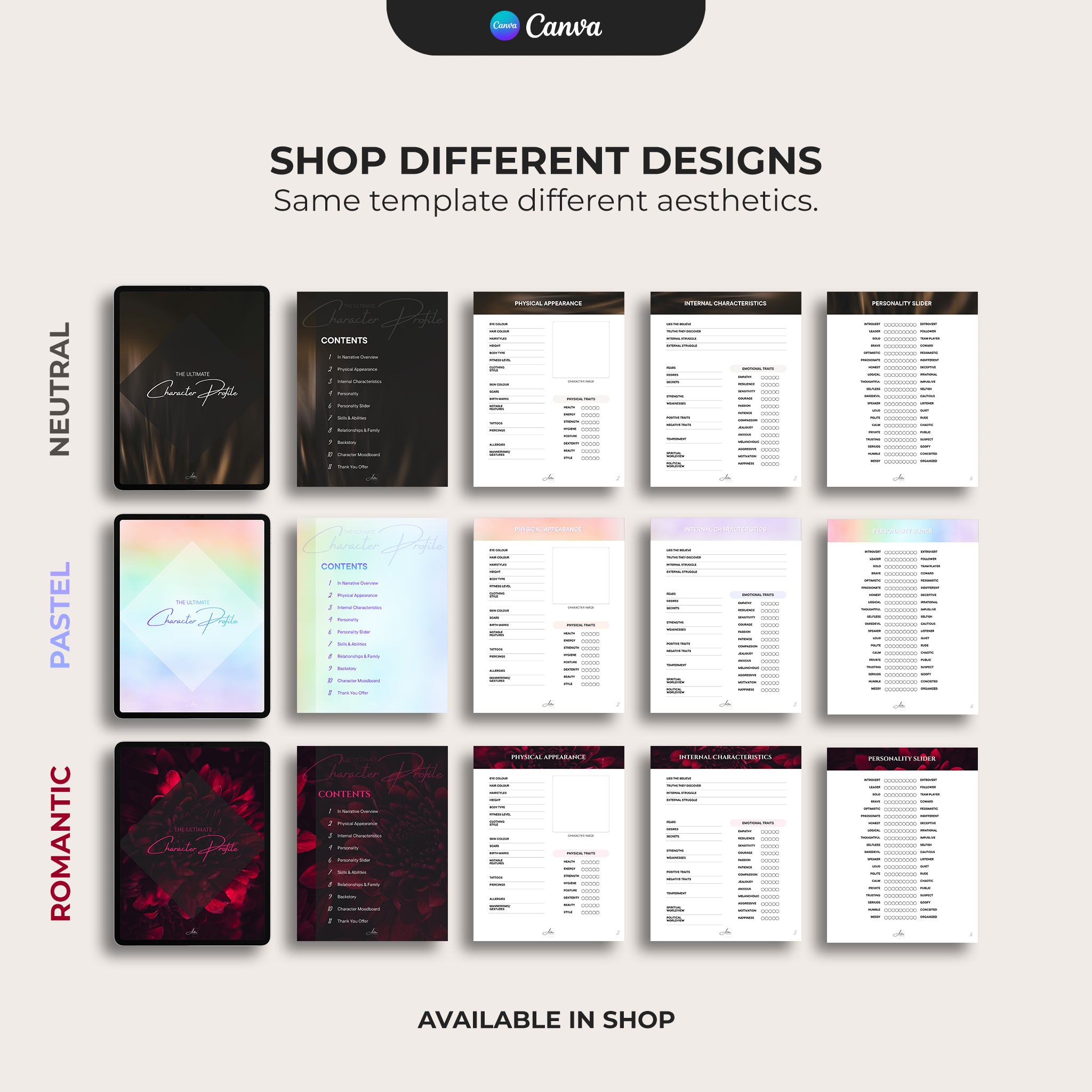 Character Profile Template - Romantic