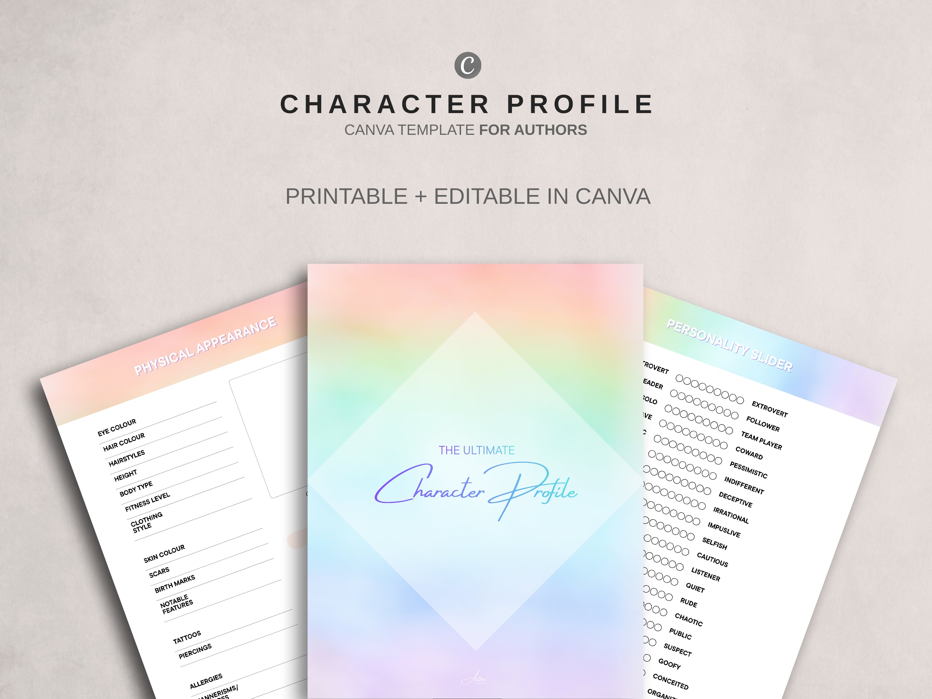 Character Profile Template - Pastel