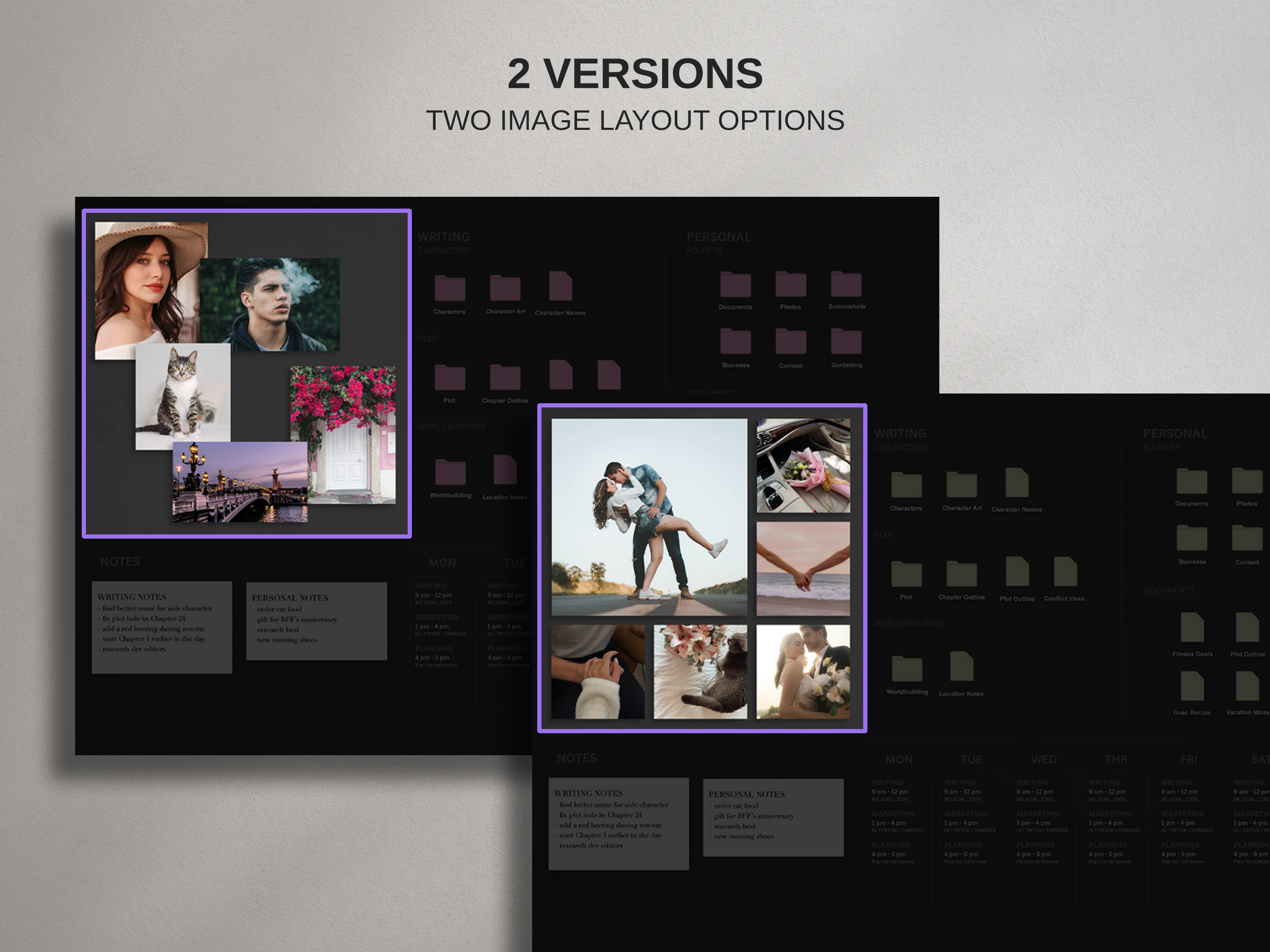 Desktop Wallpaper Organizer For Authors - Dark - Canva Template