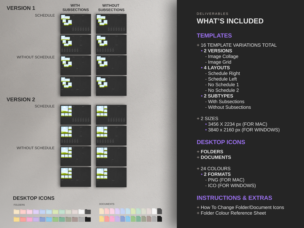 Desktop Wallpaper Organizer For Authors - Dark - Canva Template