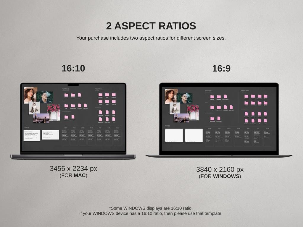 Desktop Wallpaper Organizer For Authors - Dark - Canva Template
