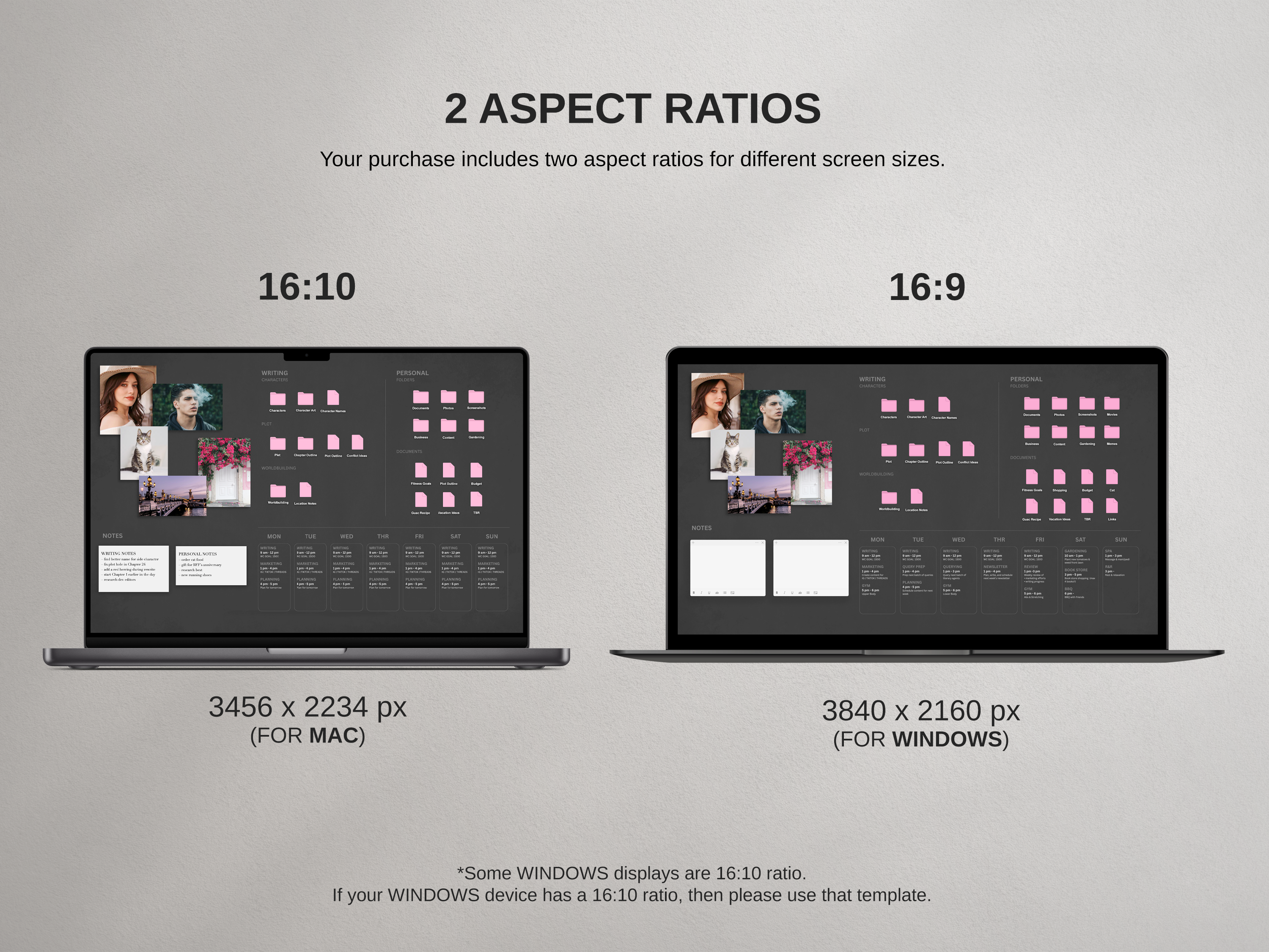 Desktop Wallpaper Organizer For Authors - Dark - Canva Template