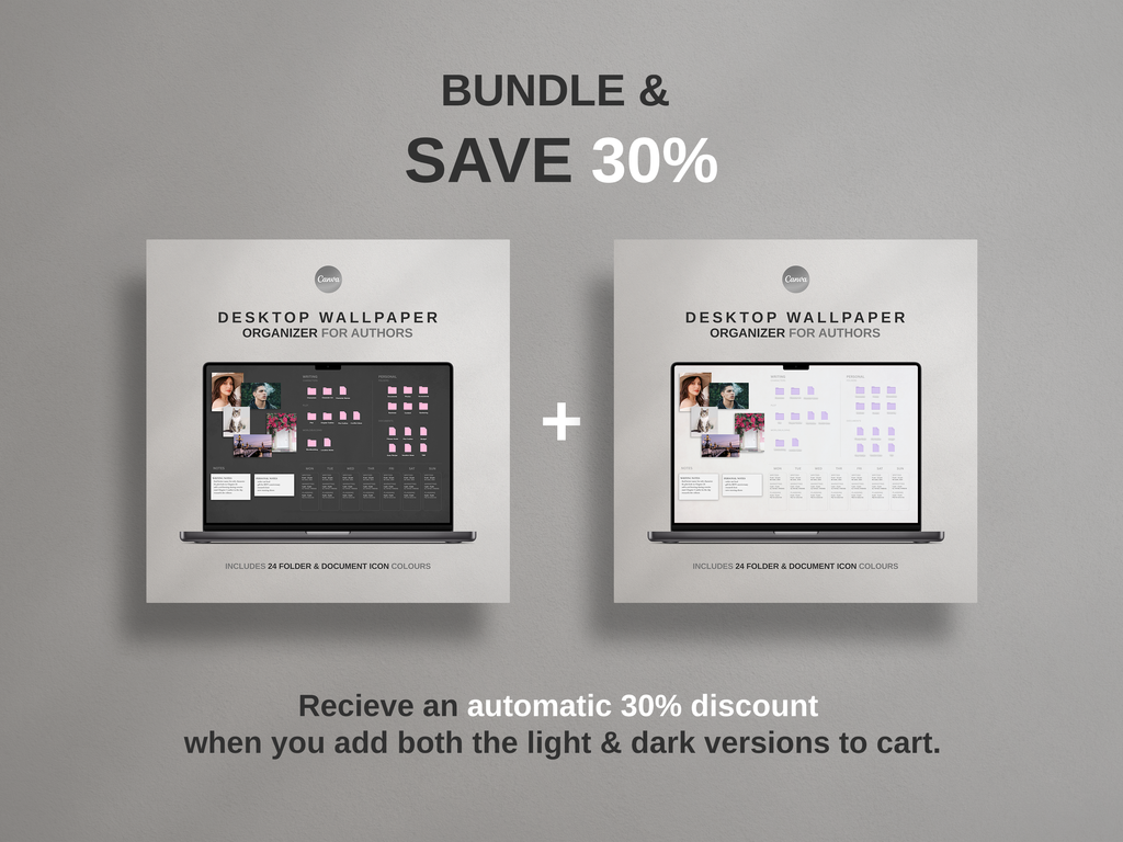 Desktop Wallpaper Organizer For Authors - Dark - Canva Template