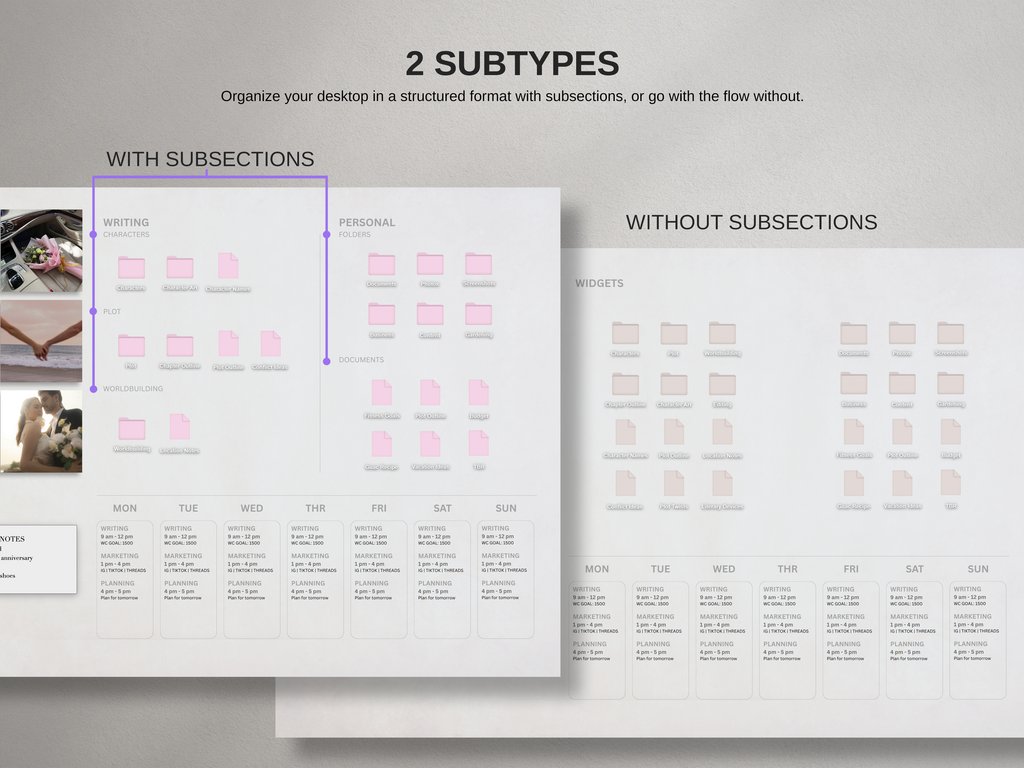 Desktop Wallpaper Organizer For Authors - Light - Canva Template