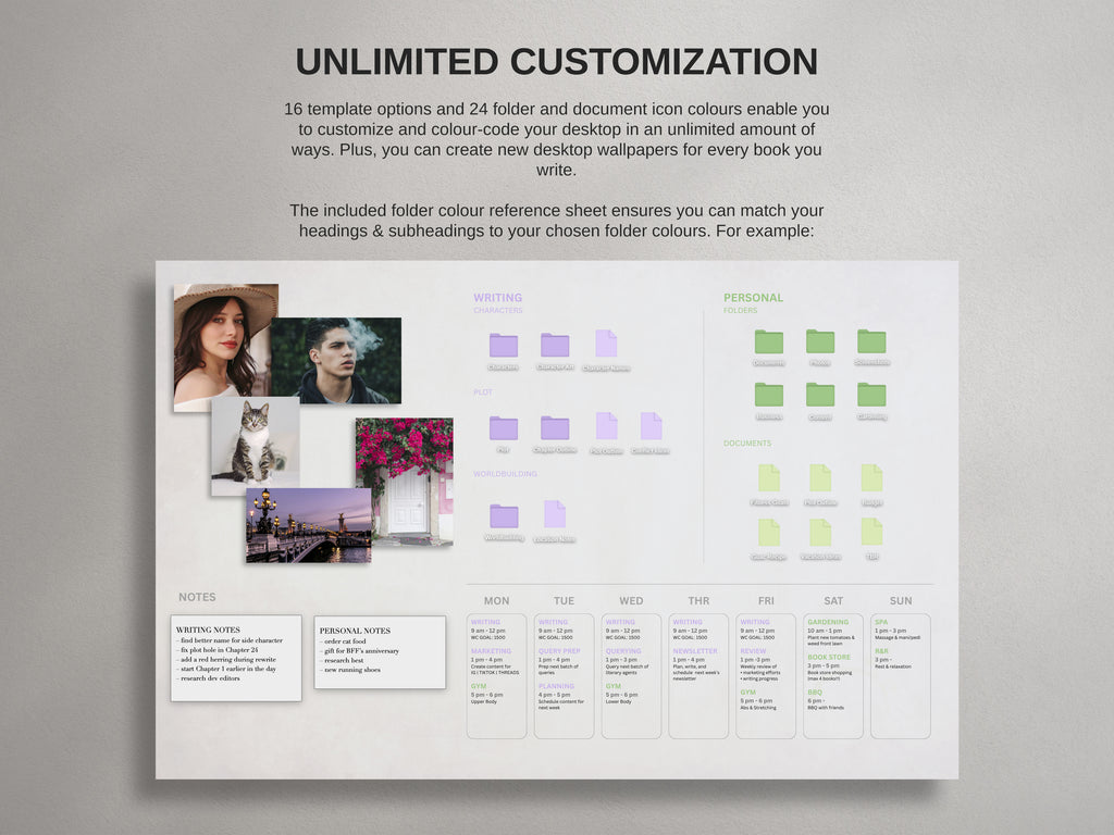 Desktop Wallpaper Organizer For Authors - Light - Canva Template