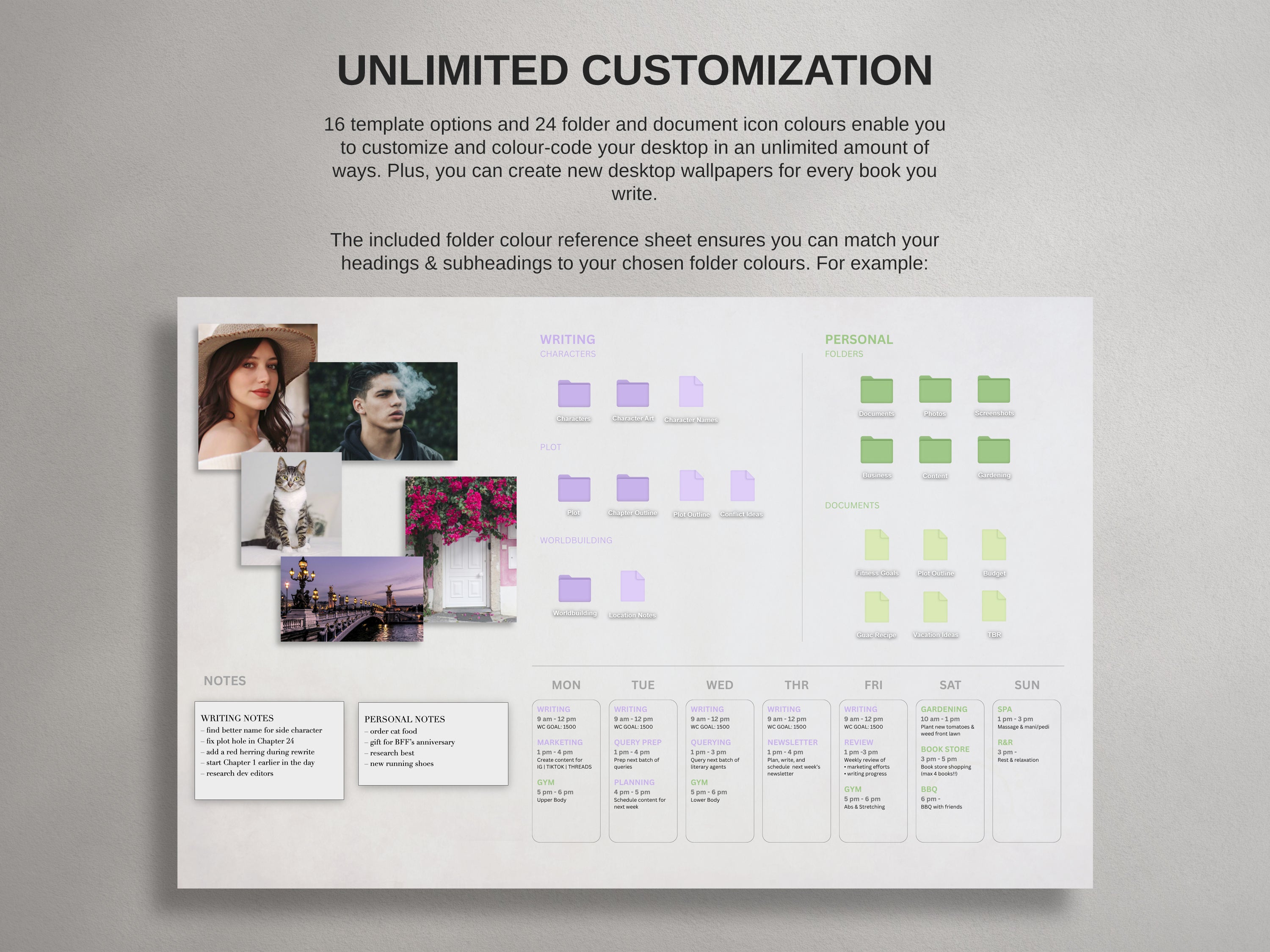 Desktop Wallpaper Organizer For Authors - Light - Canva Template