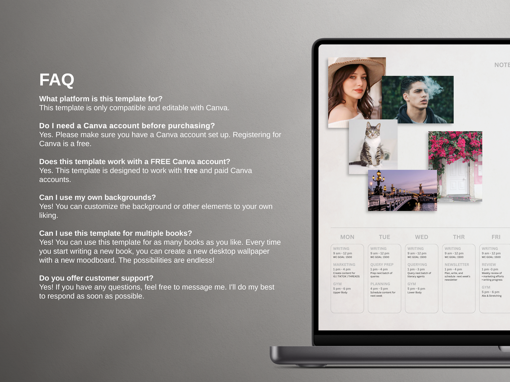 Desktop Wallpaper Organizer For Authors - Light - Canva Template