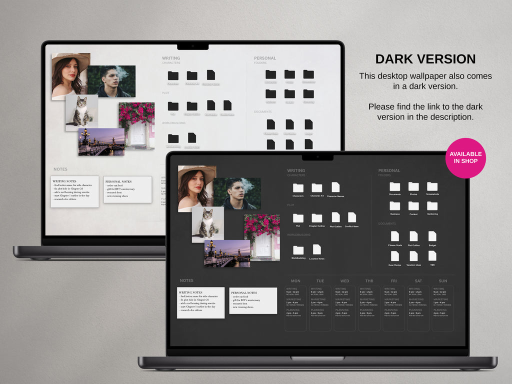 Desktop Wallpaper Organizer For Authors - Light - Canva Template