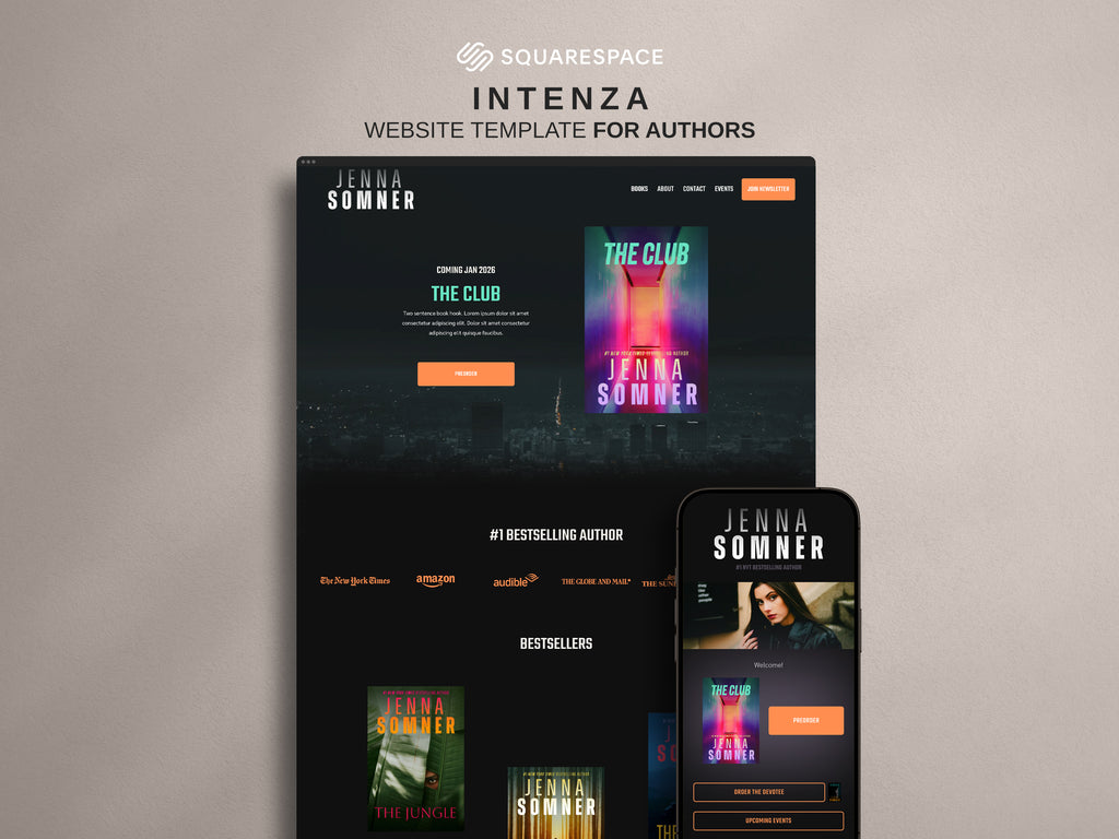 INTENZA  • Author Squarespace Website Template