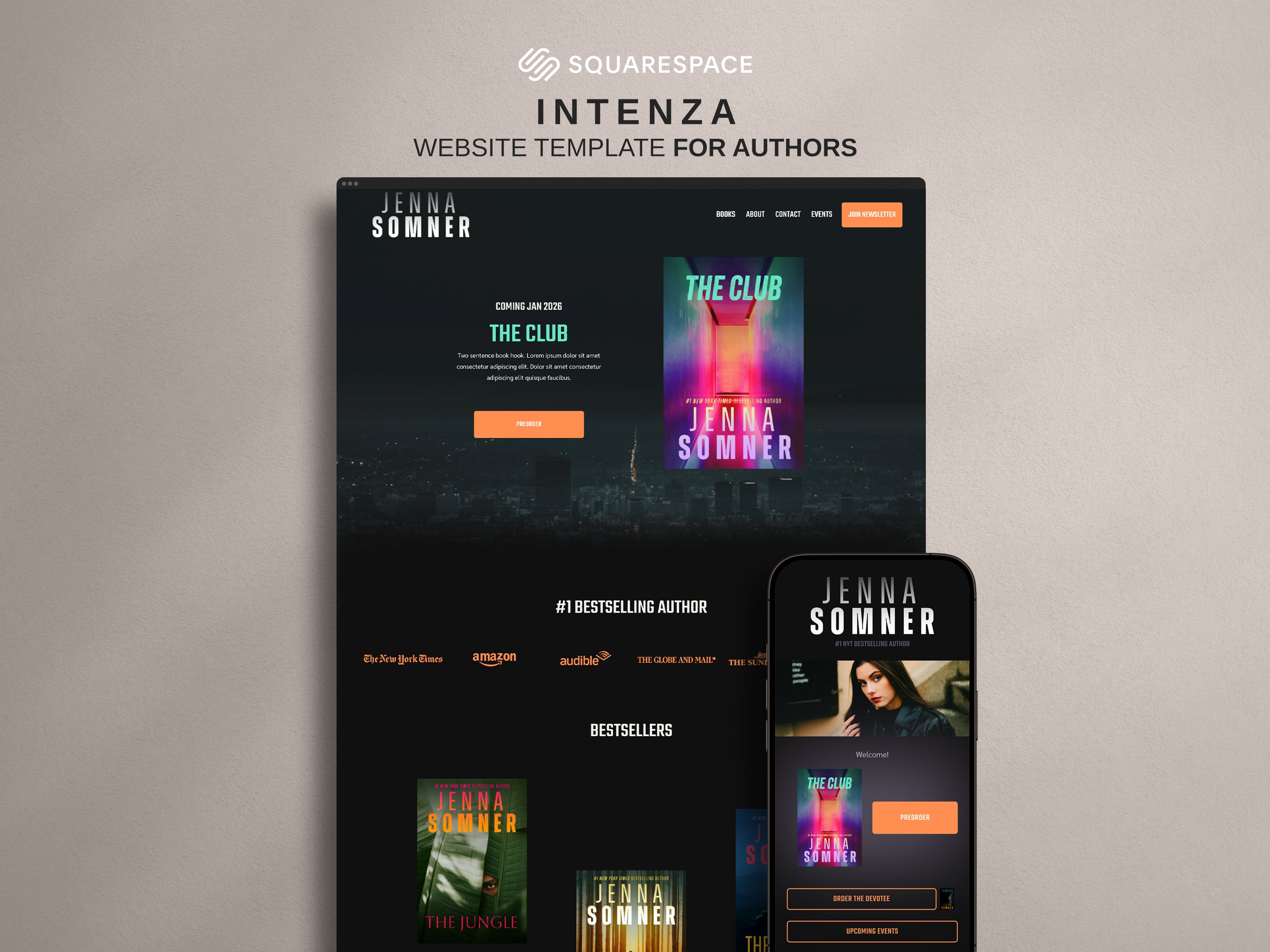 INTENZA  • Author Squarespace Website Template
