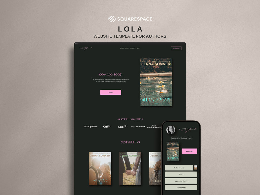 LOLA • Author Squarespace Website Template