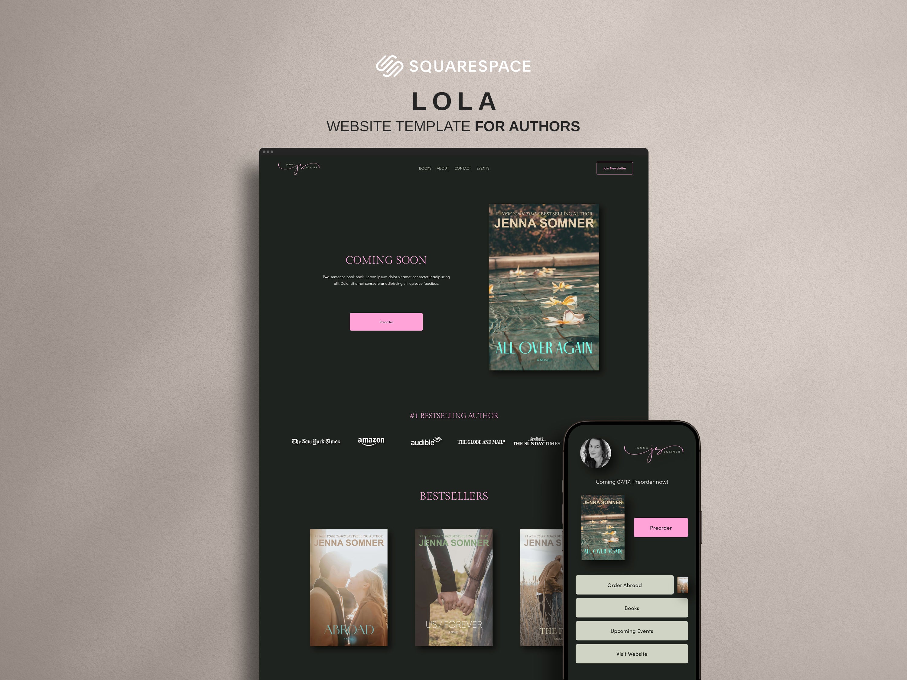 LOLA • Author Squarespace Website Template