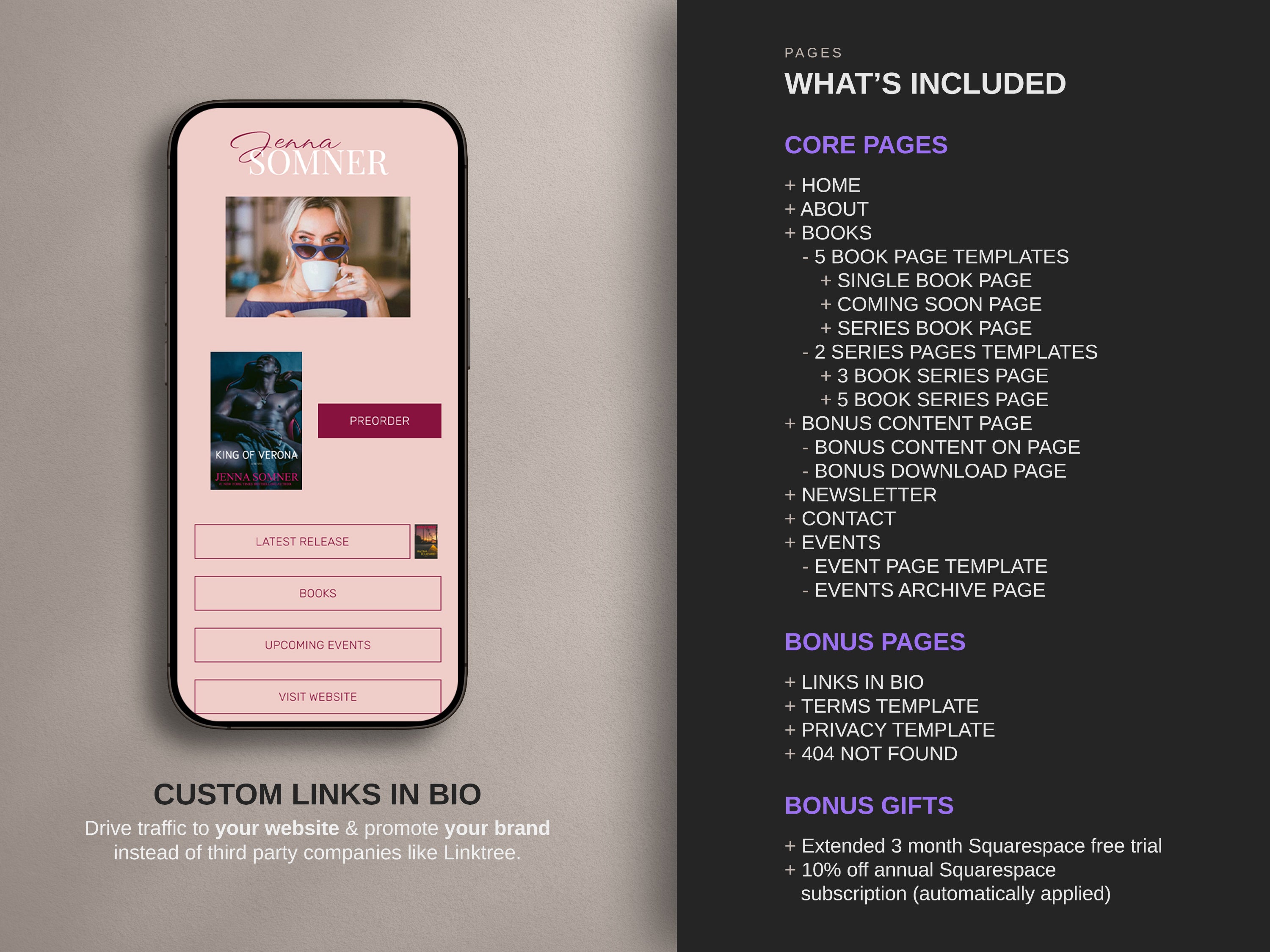 MELONI • Author Squarespace Website Template