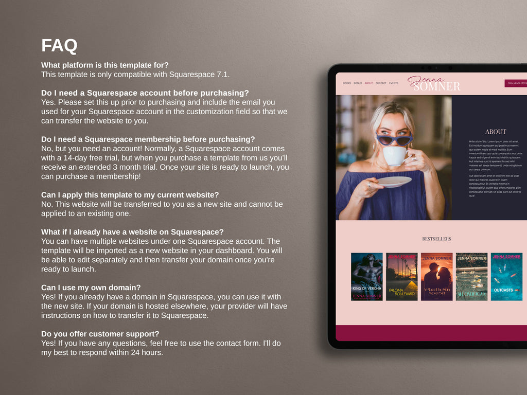 MELONI • Author Squarespace Website Template
