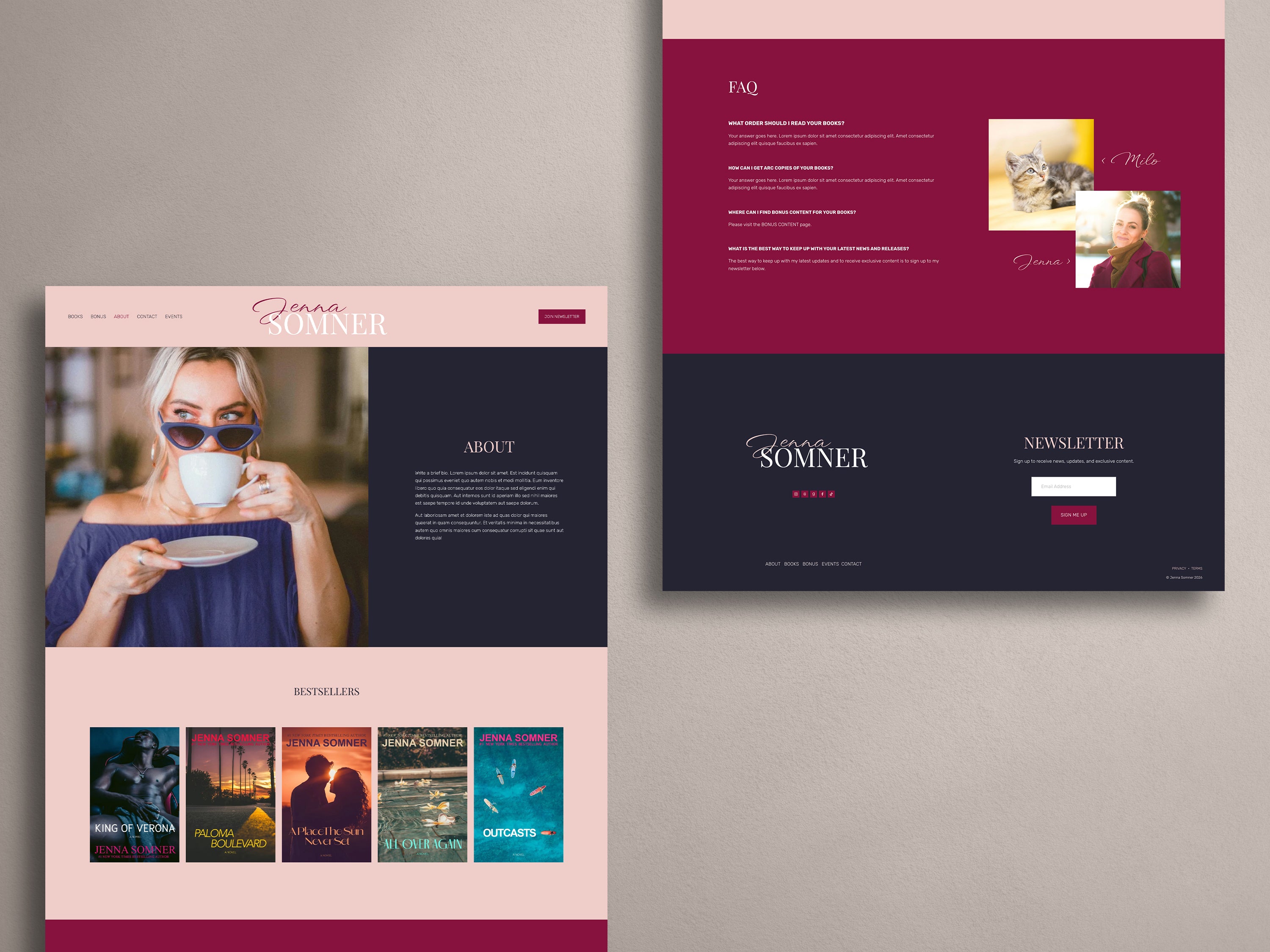 MELONI • Author Squarespace Website Template