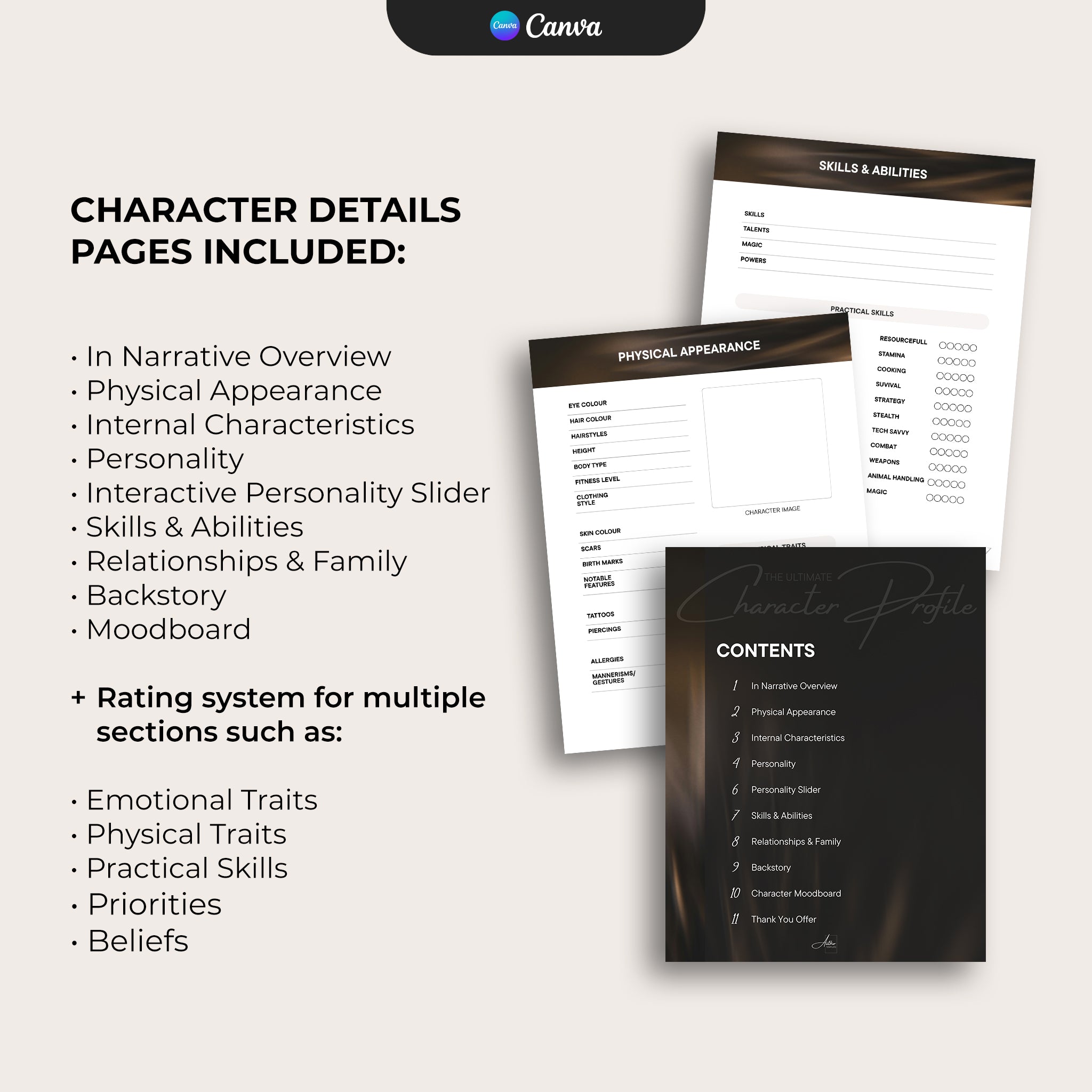 Character Profile Template - Neutral