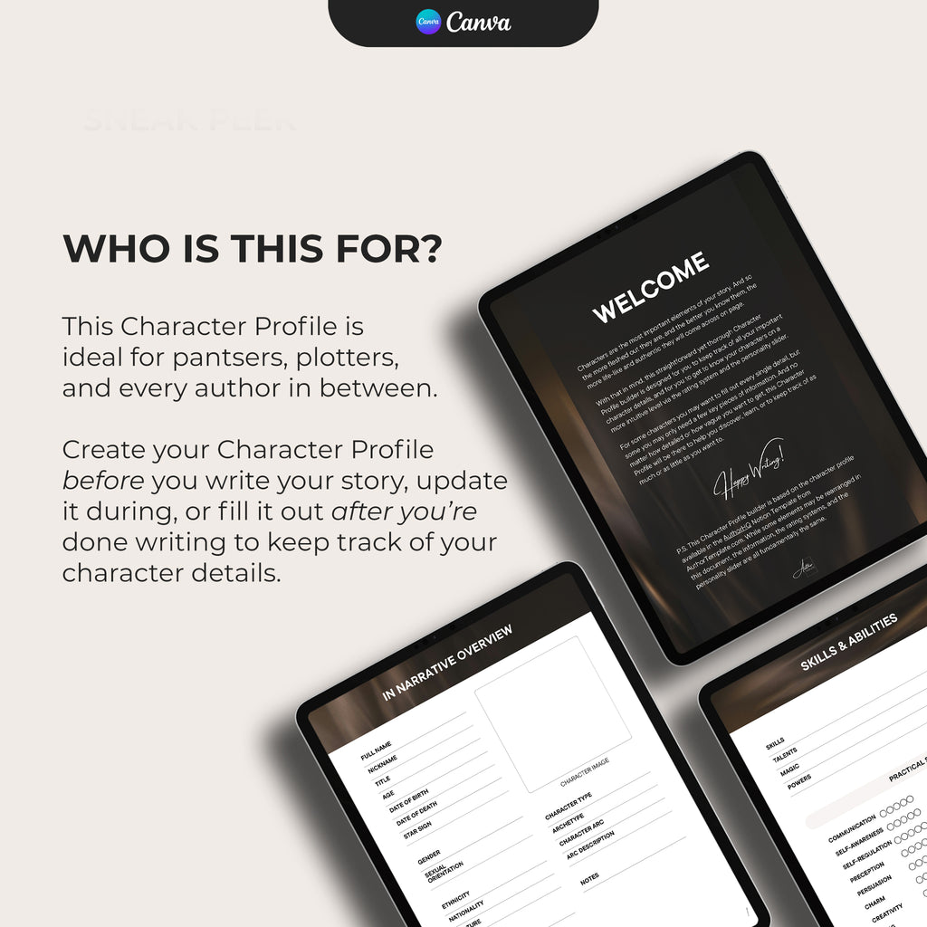 Character Profile Template - Neutral