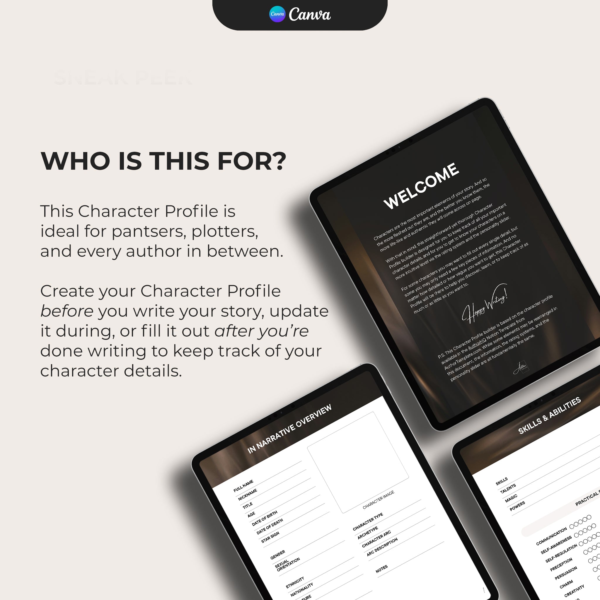 Character Profile Template - Neutral