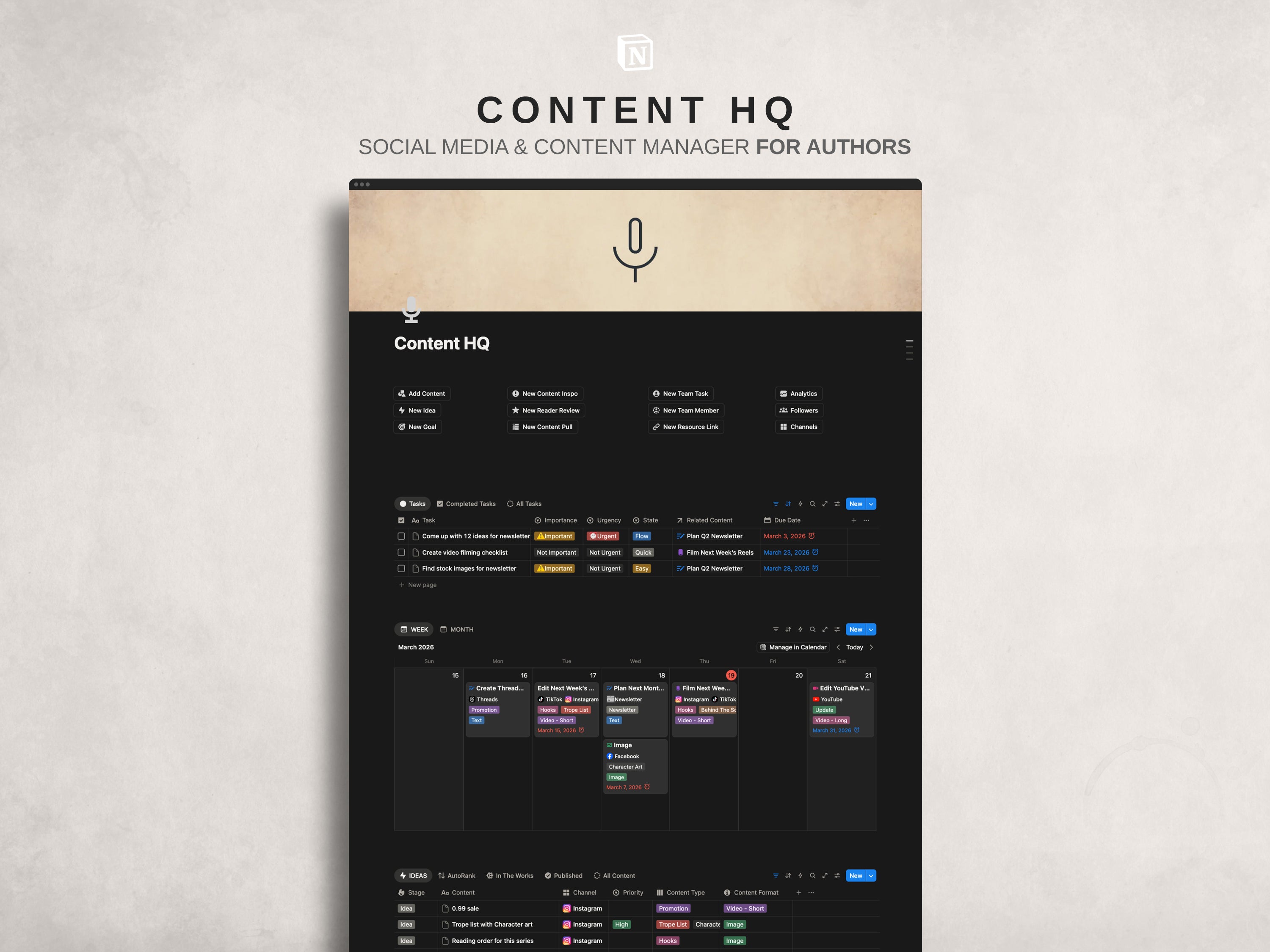 Content HQ -  Social Media Content Manager Notion Template