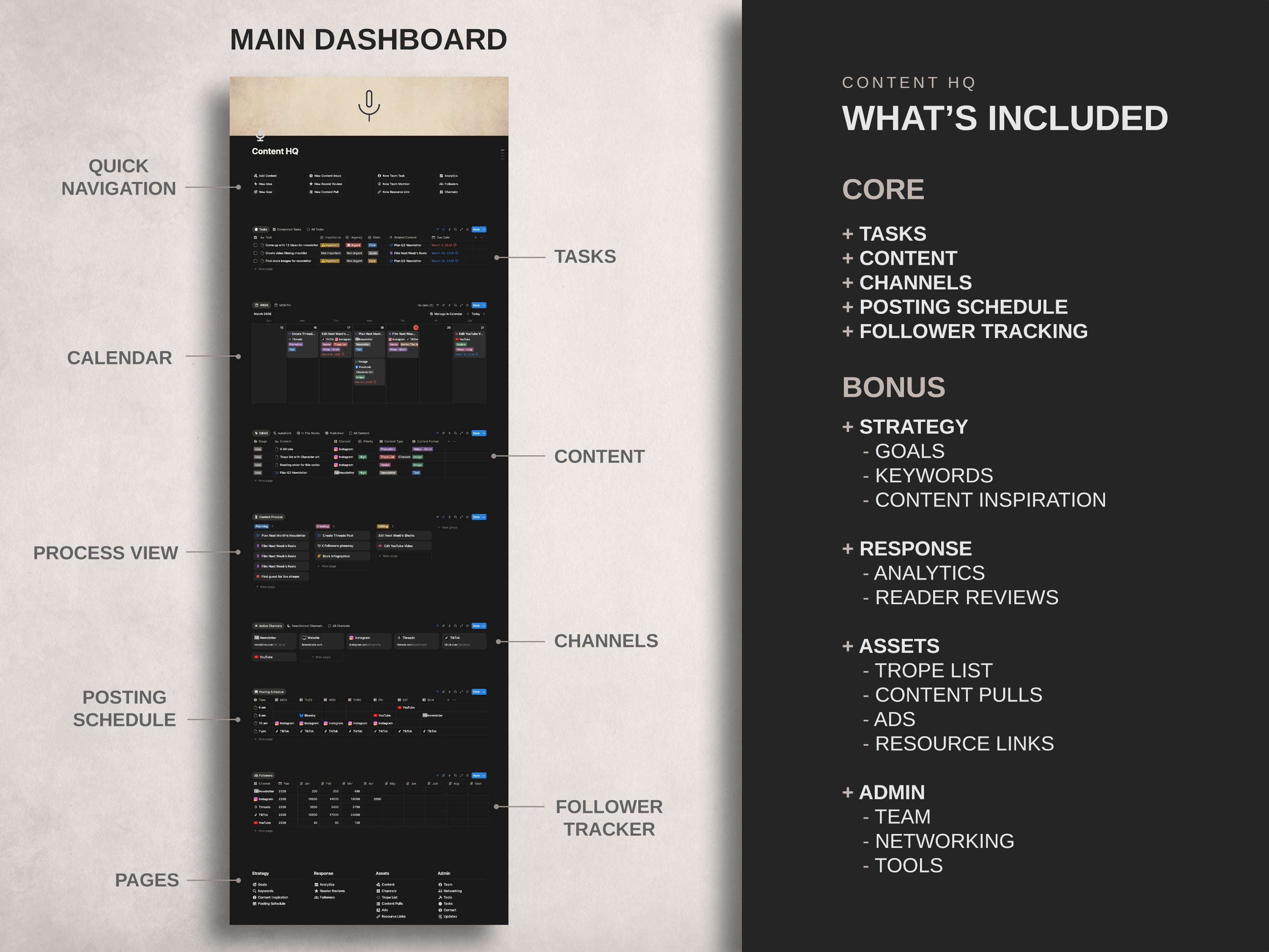 Content HQ -  Social Media Content Manager Notion Template