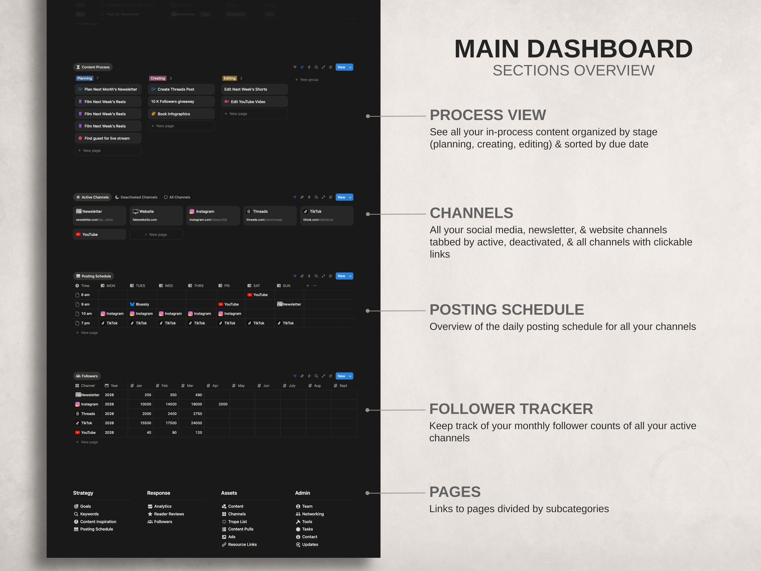 Content HQ -  Social Media Content Manager Notion Template