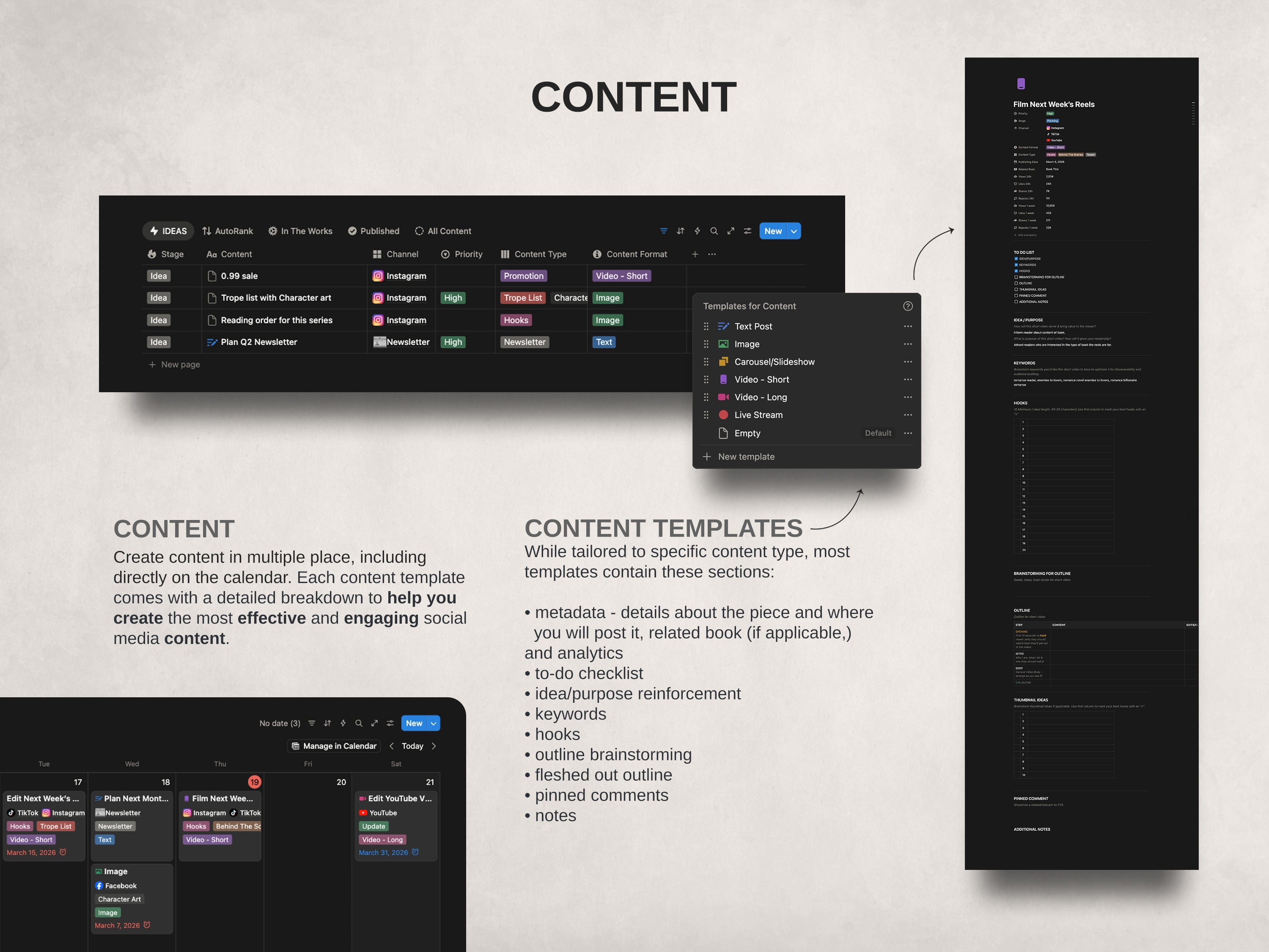 Content HQ -  Social Media Content Manager Notion Template
