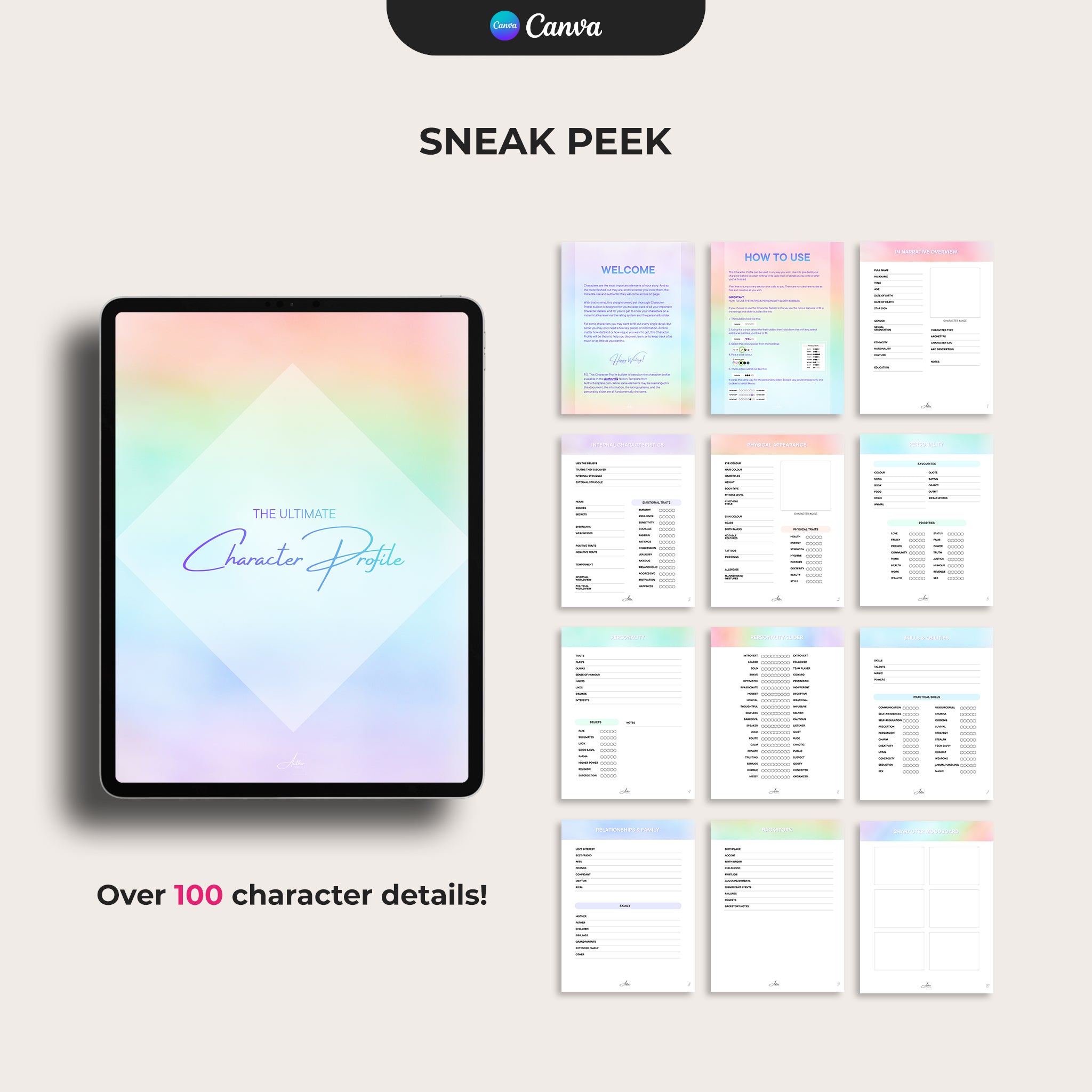 Character Profile Template - Pastel