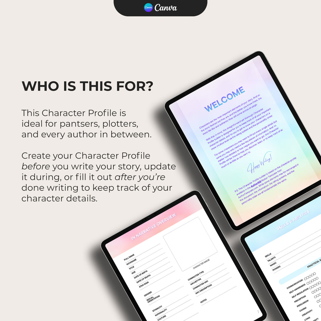 Character Profile Template - Pastel
