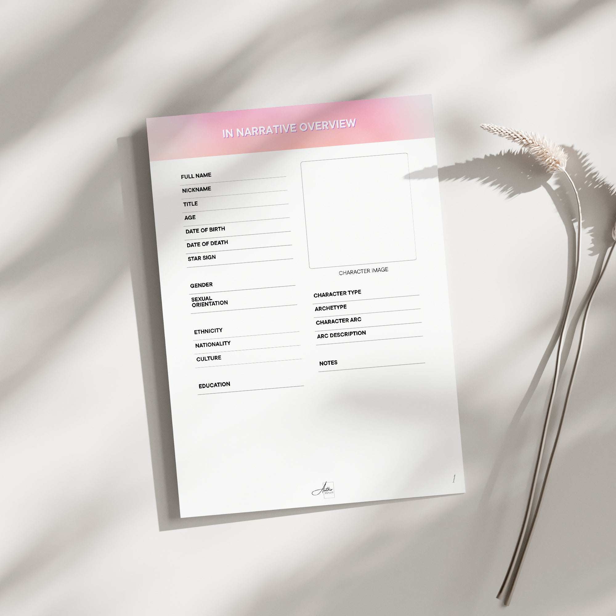 Character Profile Template - Pastel