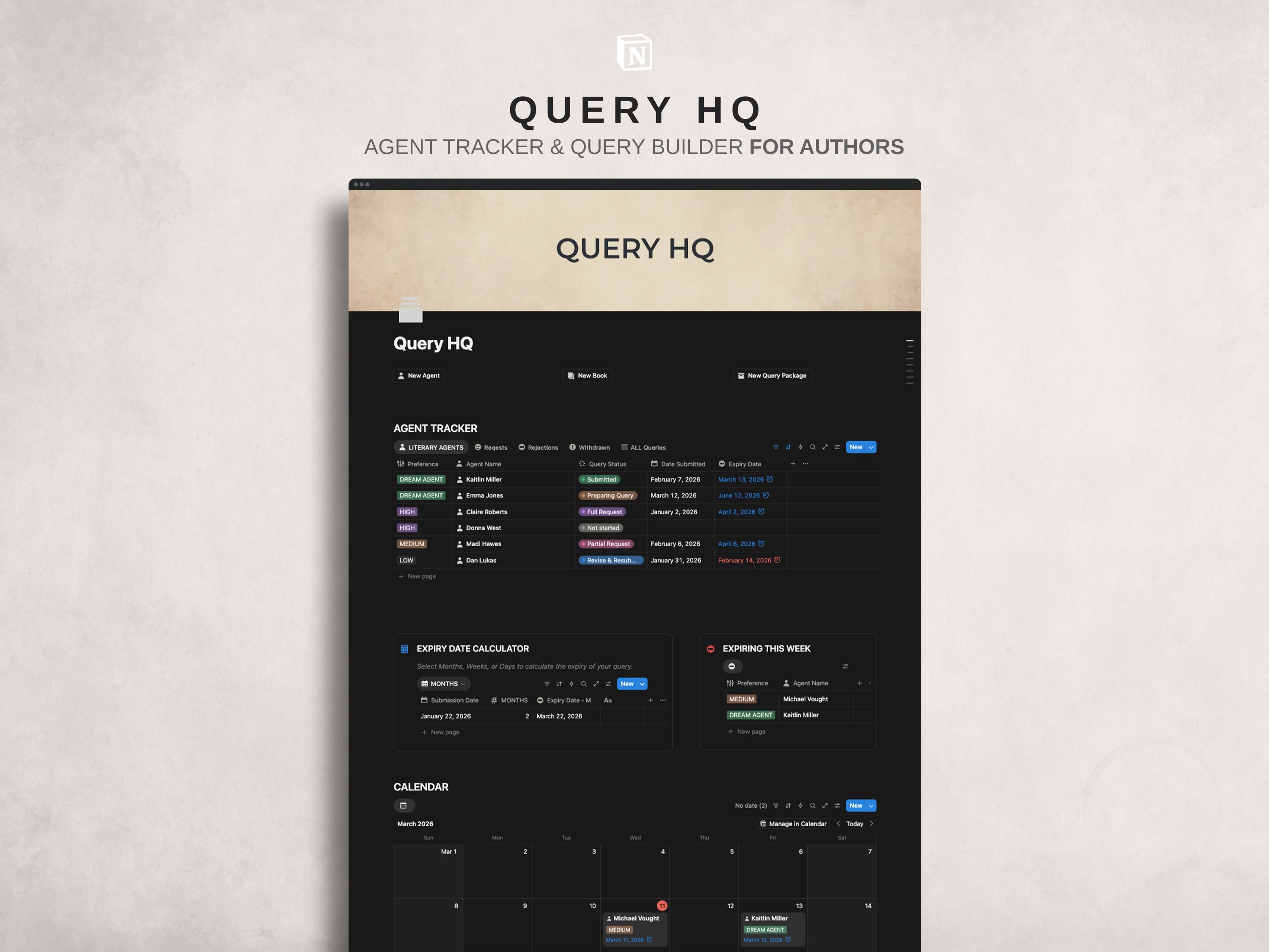 Query HQ - Query Builder & Agent Tracker Notion Template
