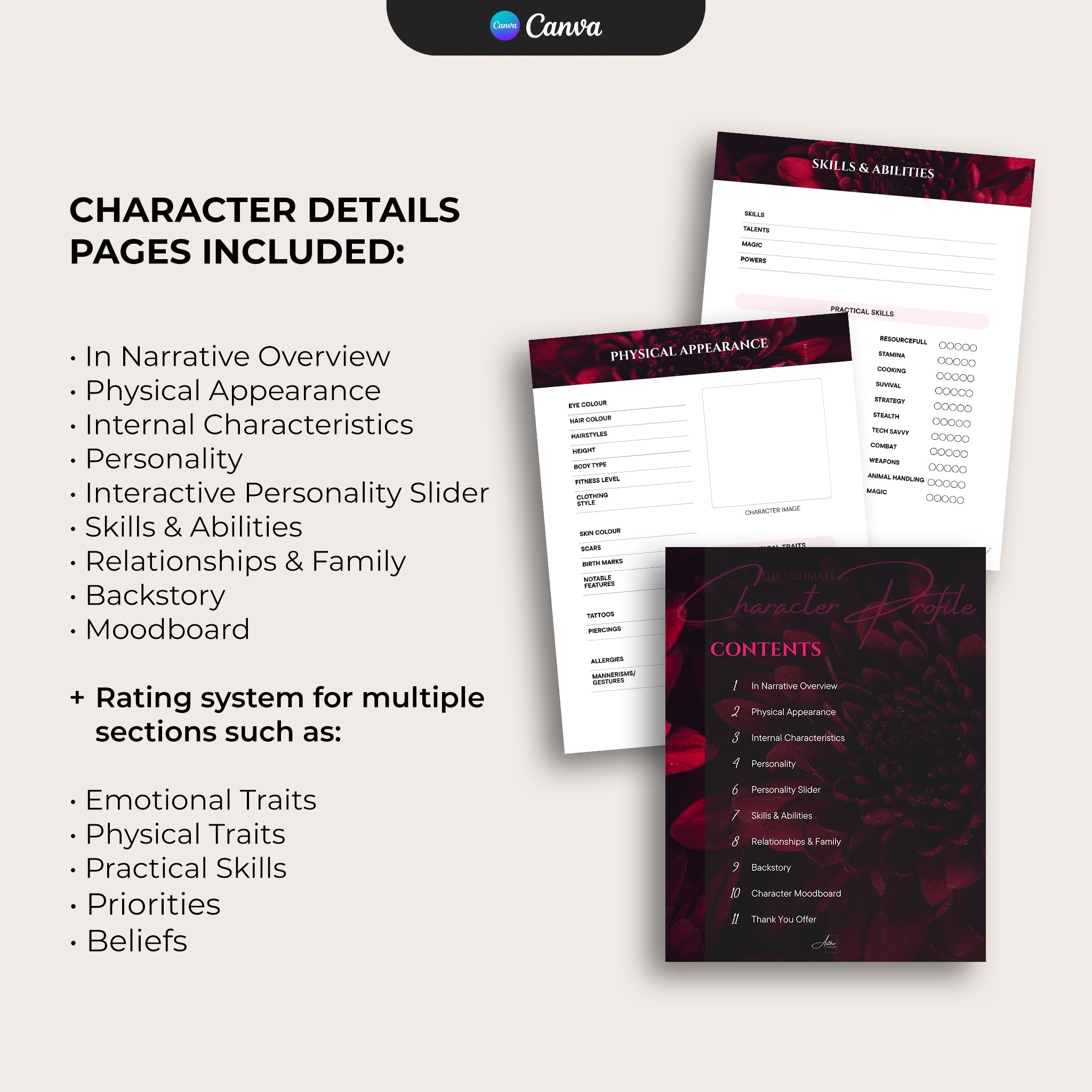 Character Profile Template - Romantic