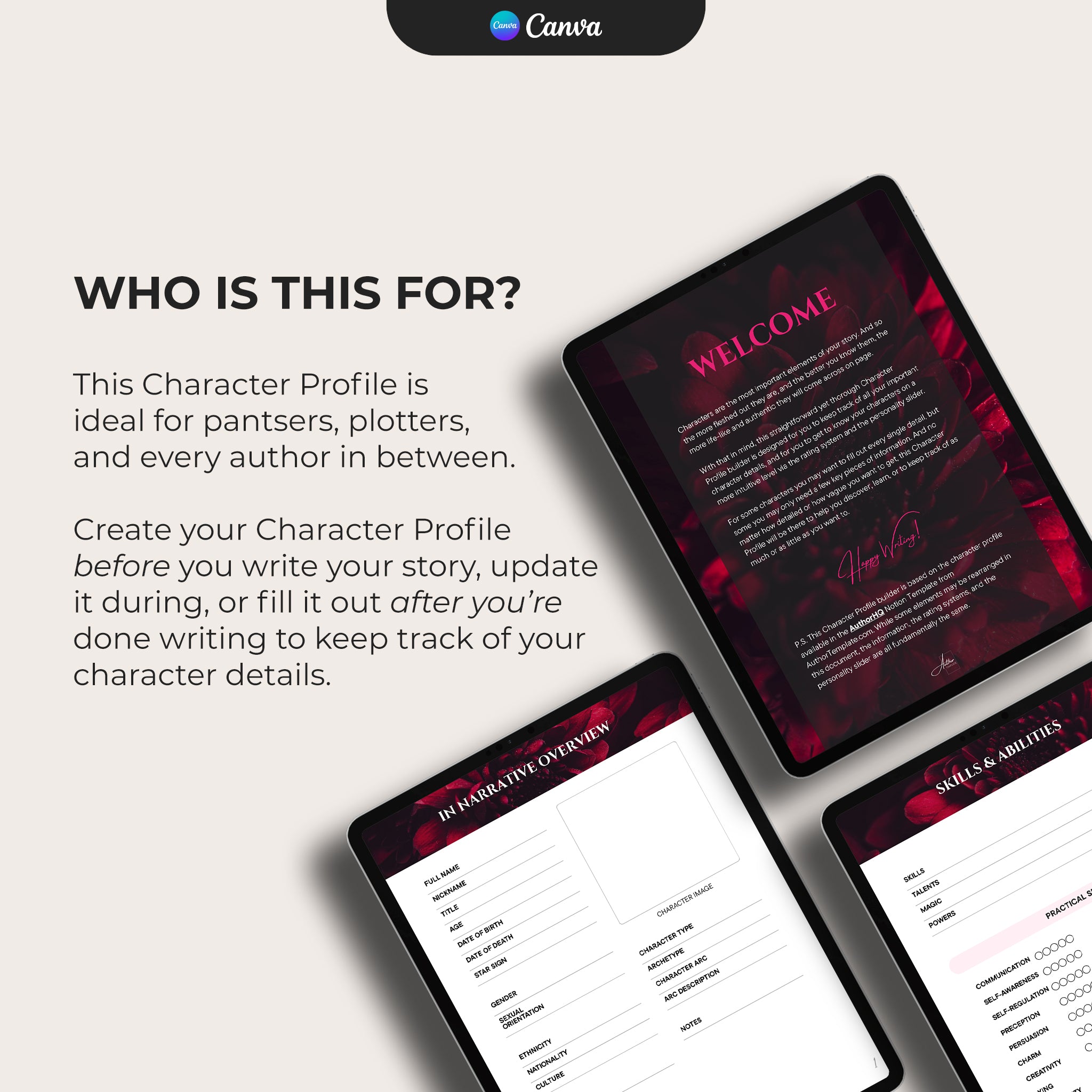 Character Profile Template - Romantic
