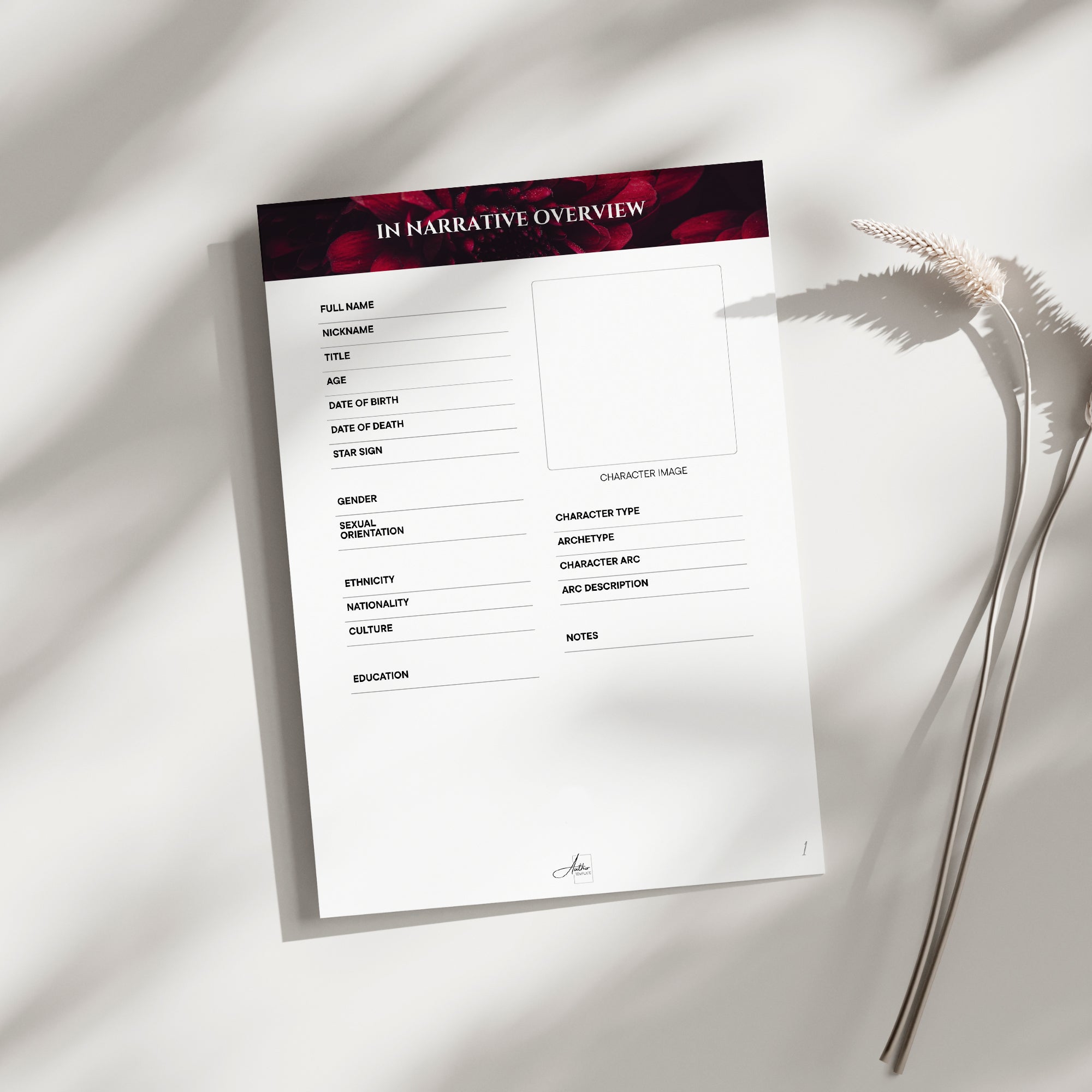 Character Profile Template - Romantic